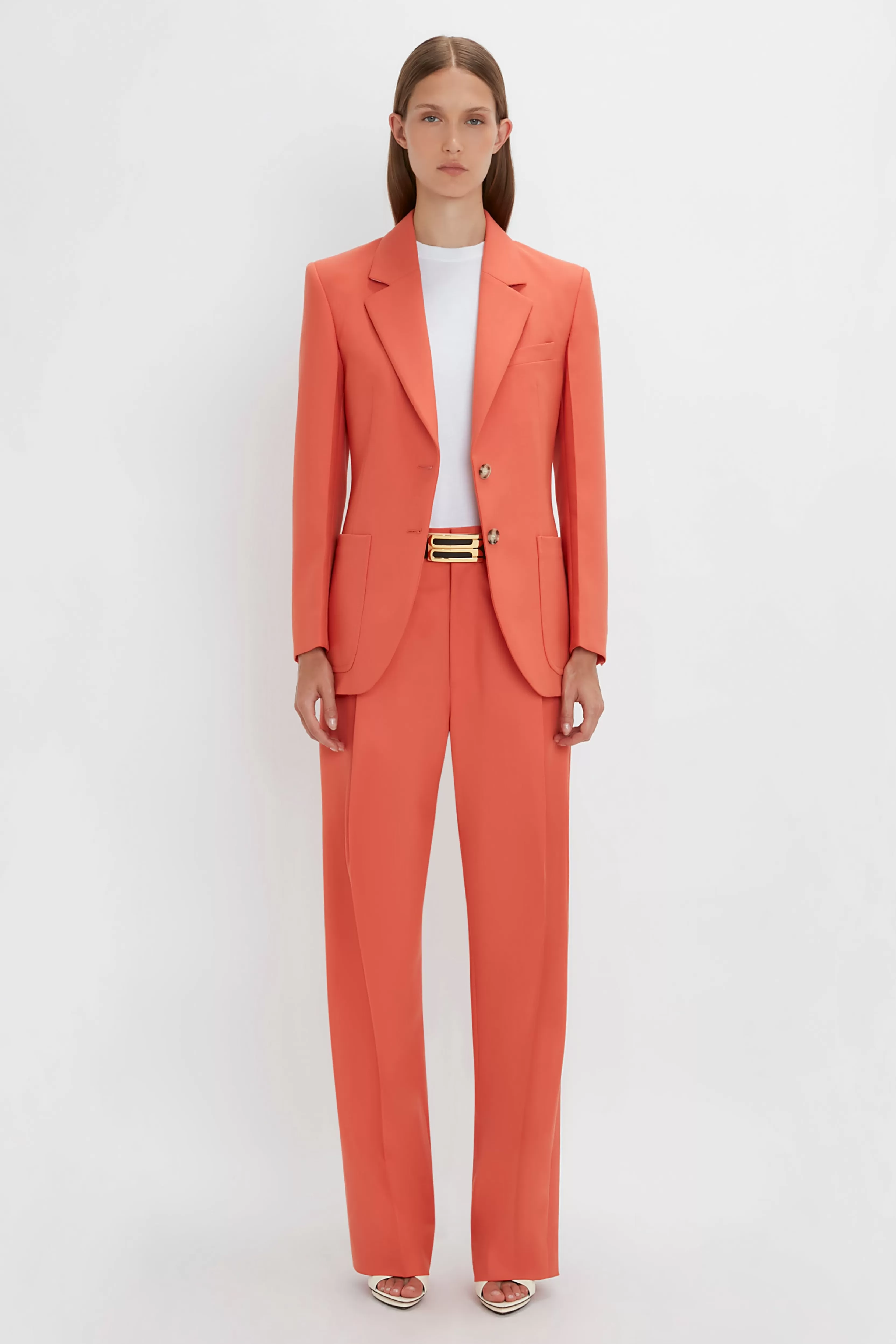 READY TO WEAR Victoria Beckham Occasionwear Edit | Pre Spring Summer 2024 | Tailoring | Jackets & Coats | Patch Pocket Jacket In Papaya