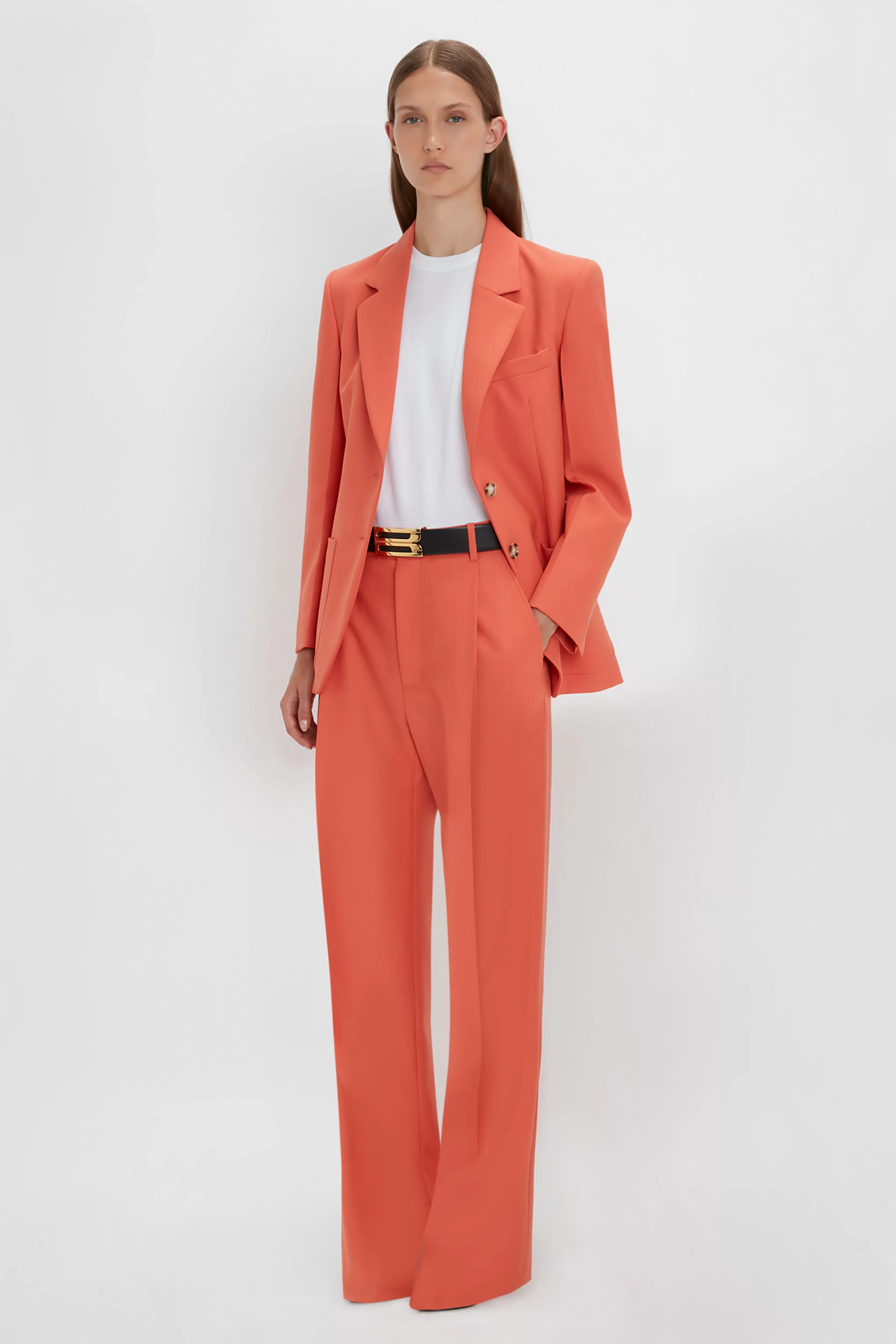 READY TO WEAR Victoria Beckham Occasionwear Edit | Pre Spring Summer 2024 | Tailoring | Jackets & Coats | Patch Pocket Jacket In Papaya