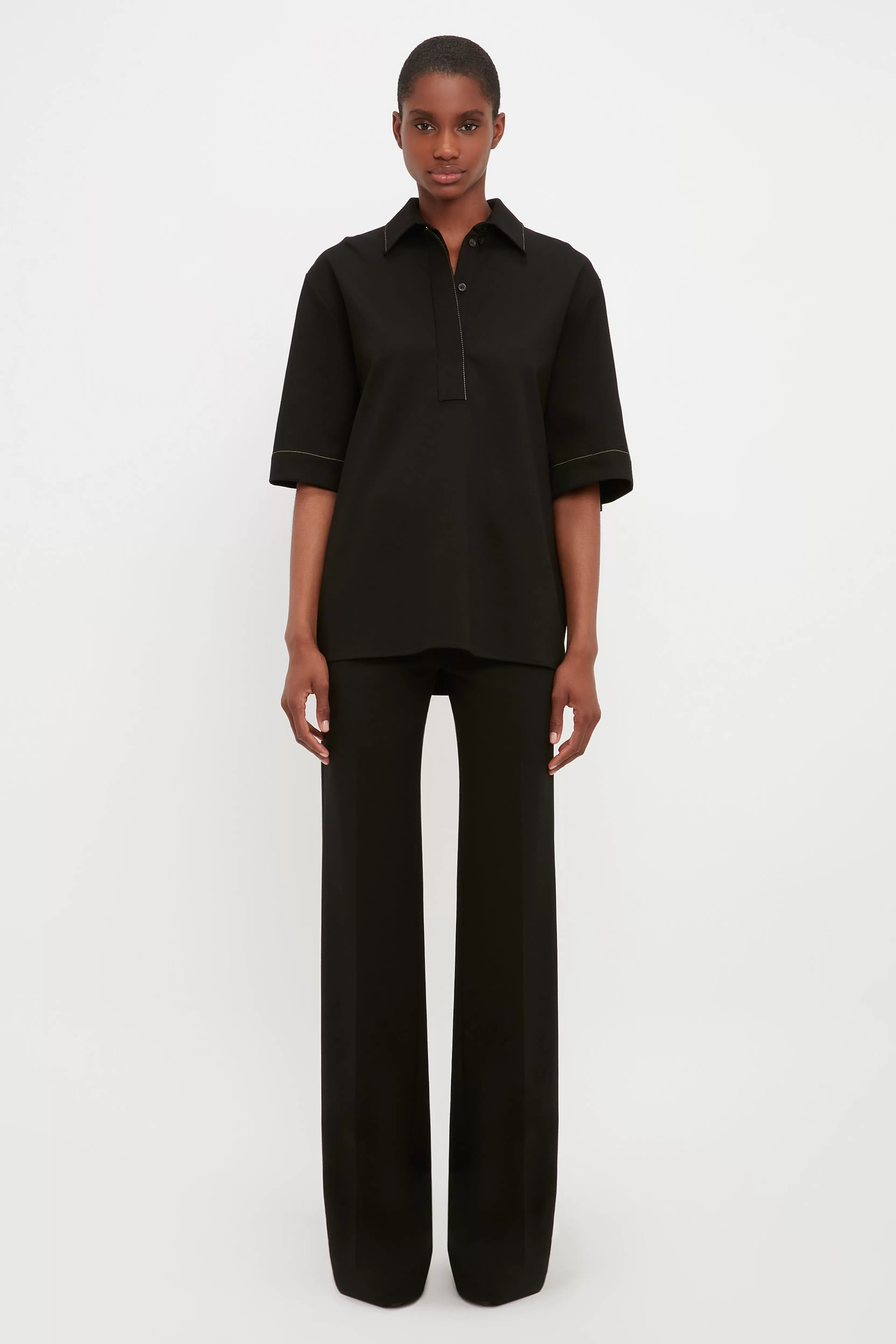 READY TO WEAR Victoria Beckham Sale | Pointed Collar Oversized Shirt In Black