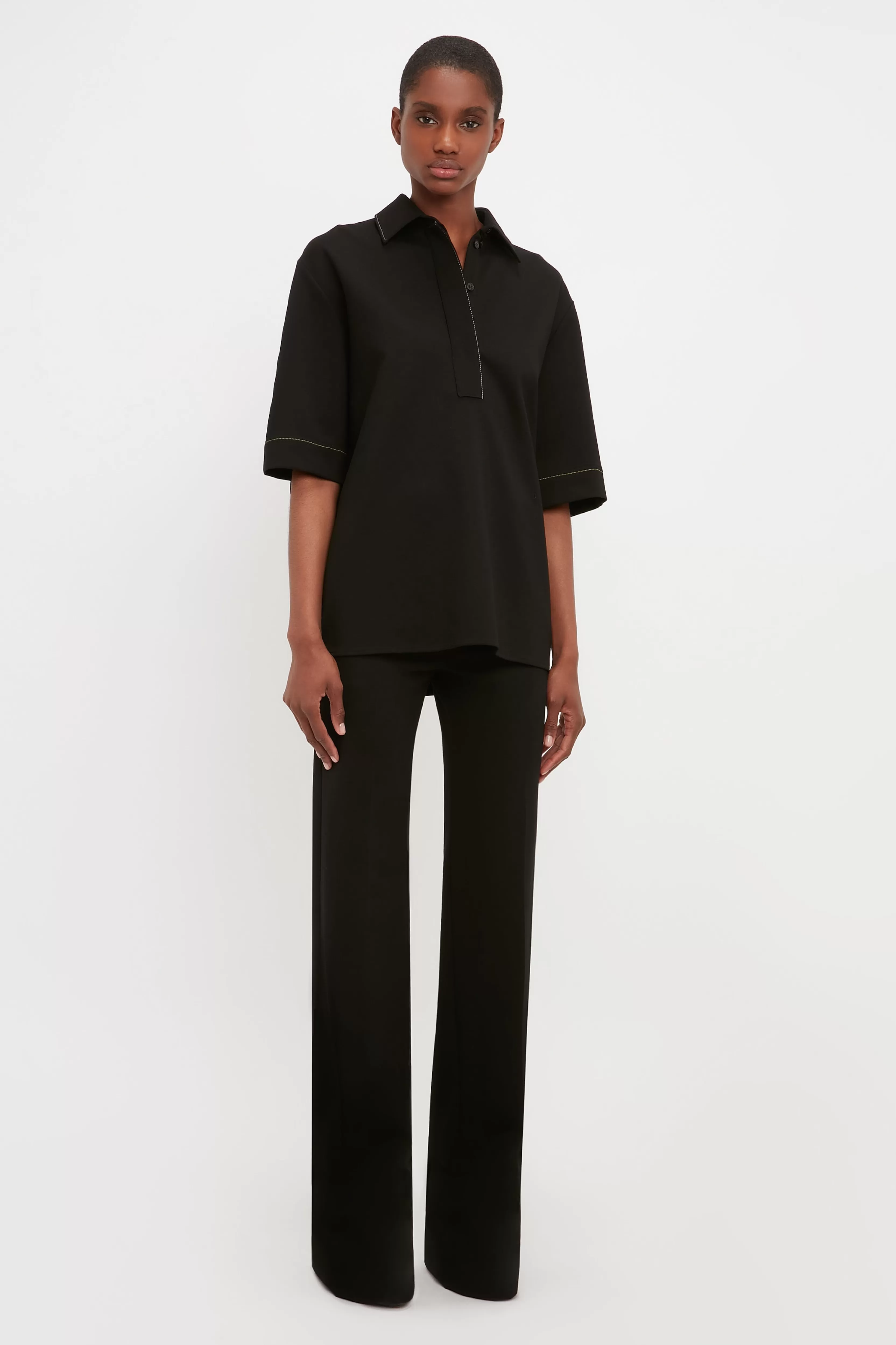 READY TO WEAR Victoria Beckham Sale | Pointed Collar Oversized Shirt In Black