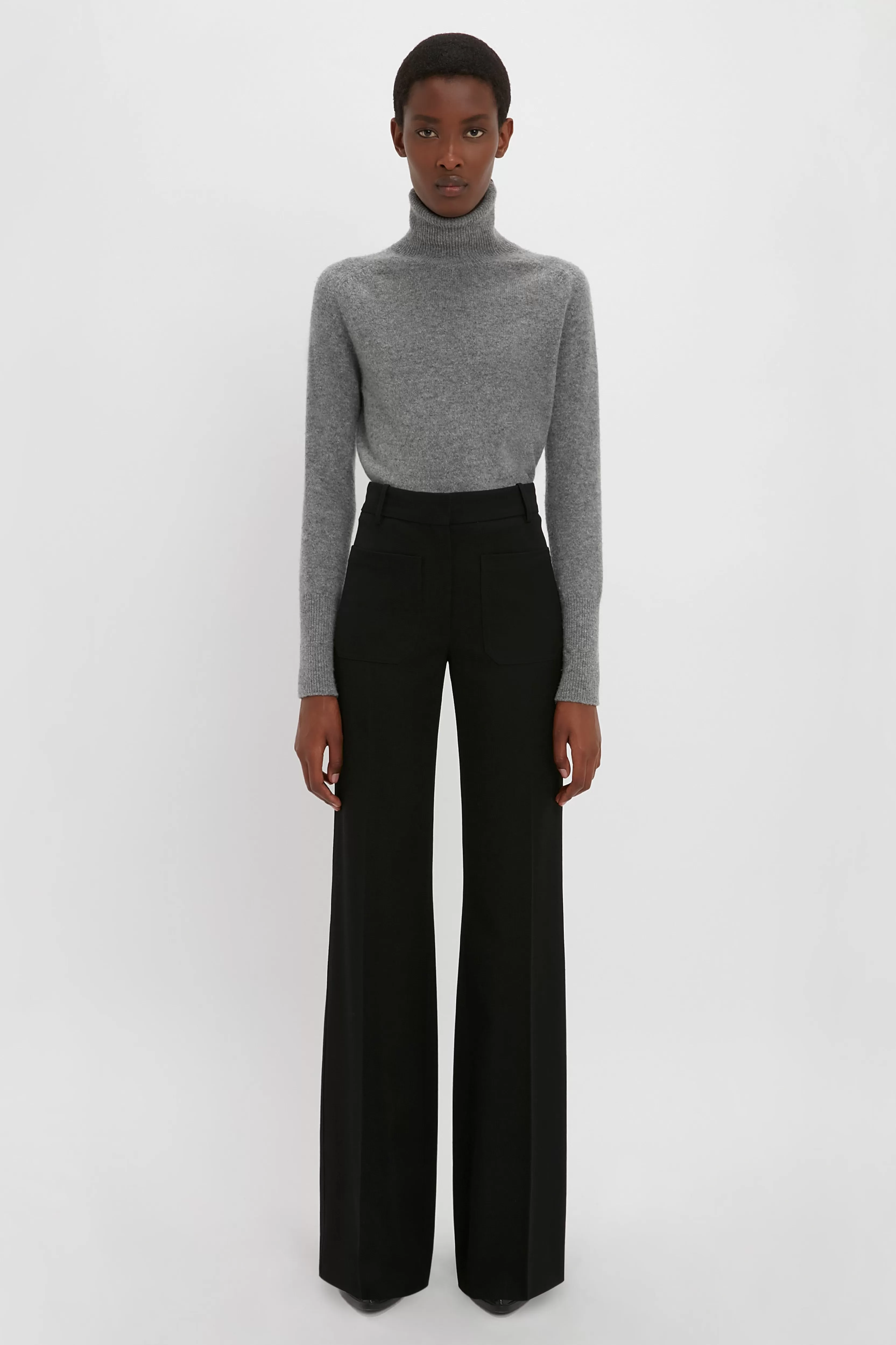 READY TO WEAR Victoria Beckham The Iconics Capsule | Tailoring | Knitwear | Polo Neck Jumper In Melange Grey