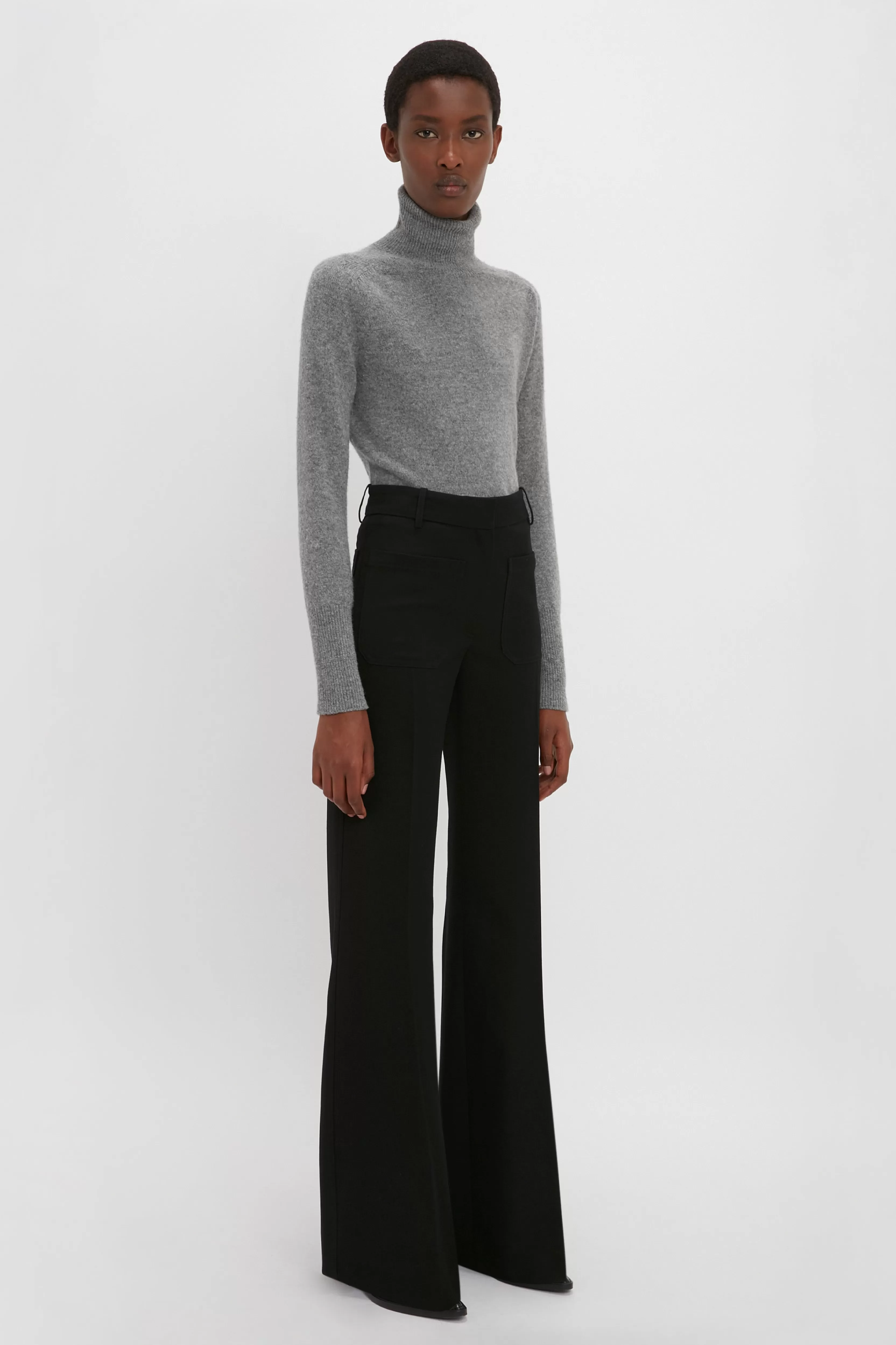 READY TO WEAR Victoria Beckham The Iconics Capsule | Tailoring | Knitwear | Polo Neck Jumper In Melange Grey