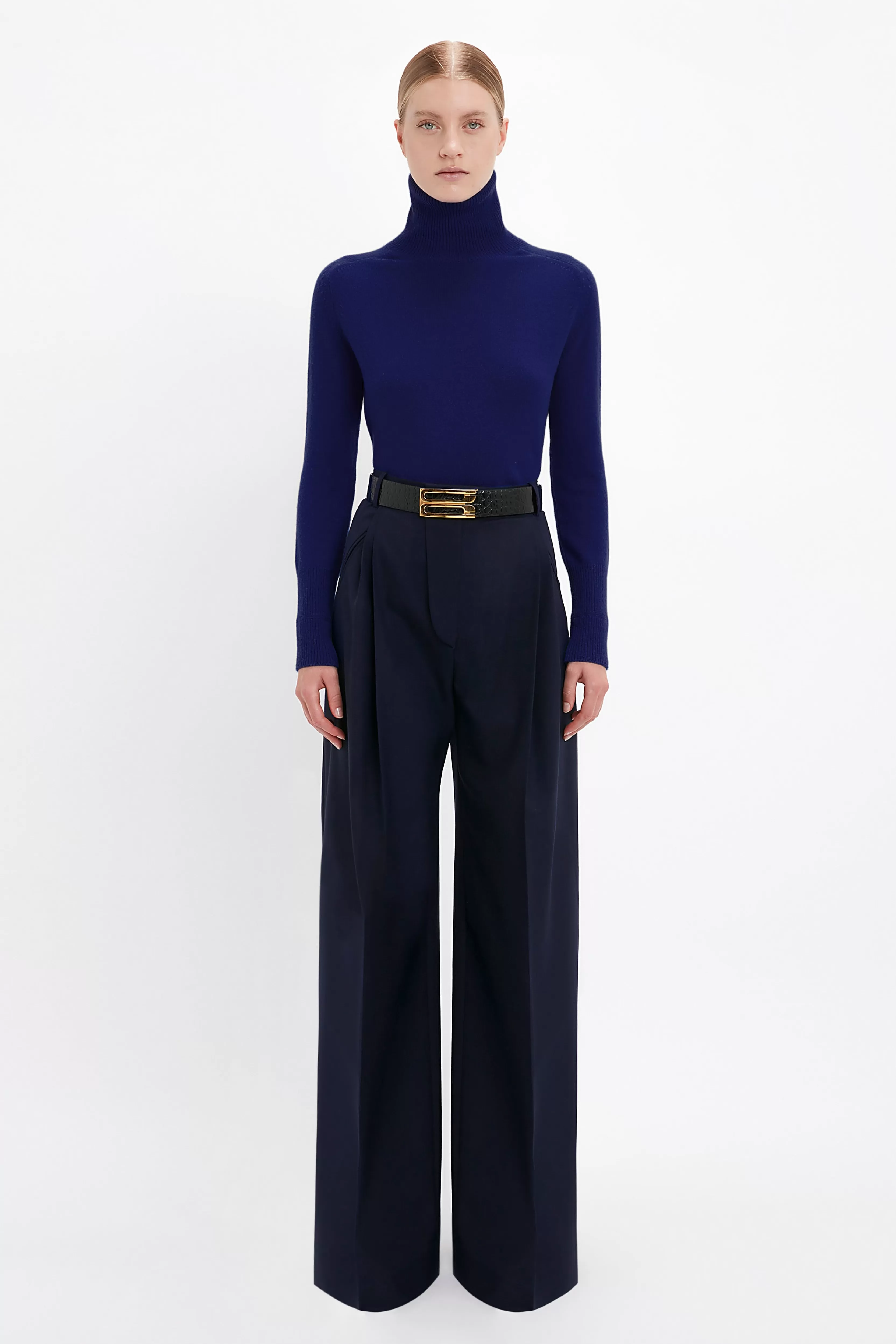 READY TO WEAR Victoria Beckham The Victoria Edit | The Iconics Capsule | Knitwear | Polo Neck Jumper In Navy