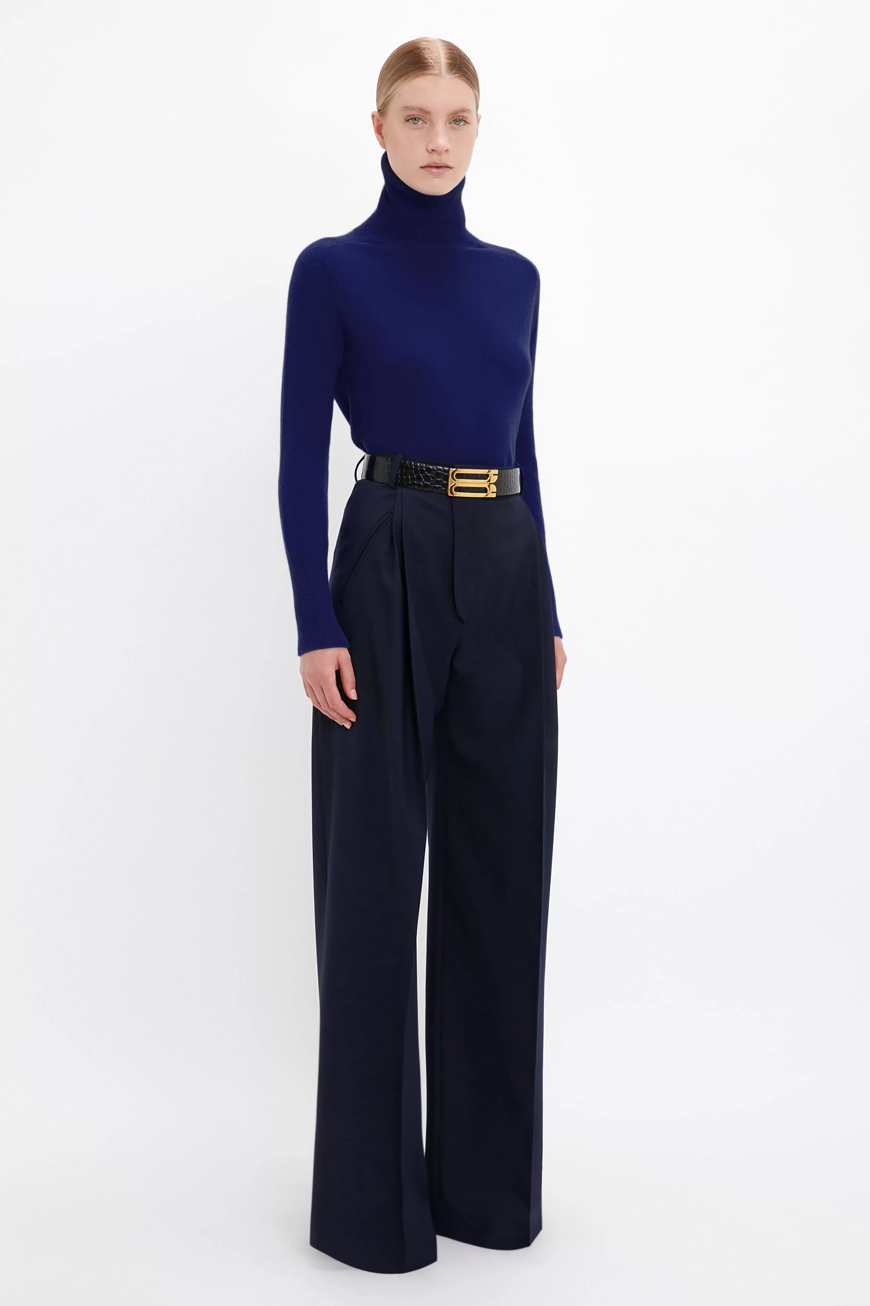 READY TO WEAR Victoria Beckham The Victoria Edit | The Iconics Capsule | Knitwear | Polo Neck Jumper In Navy