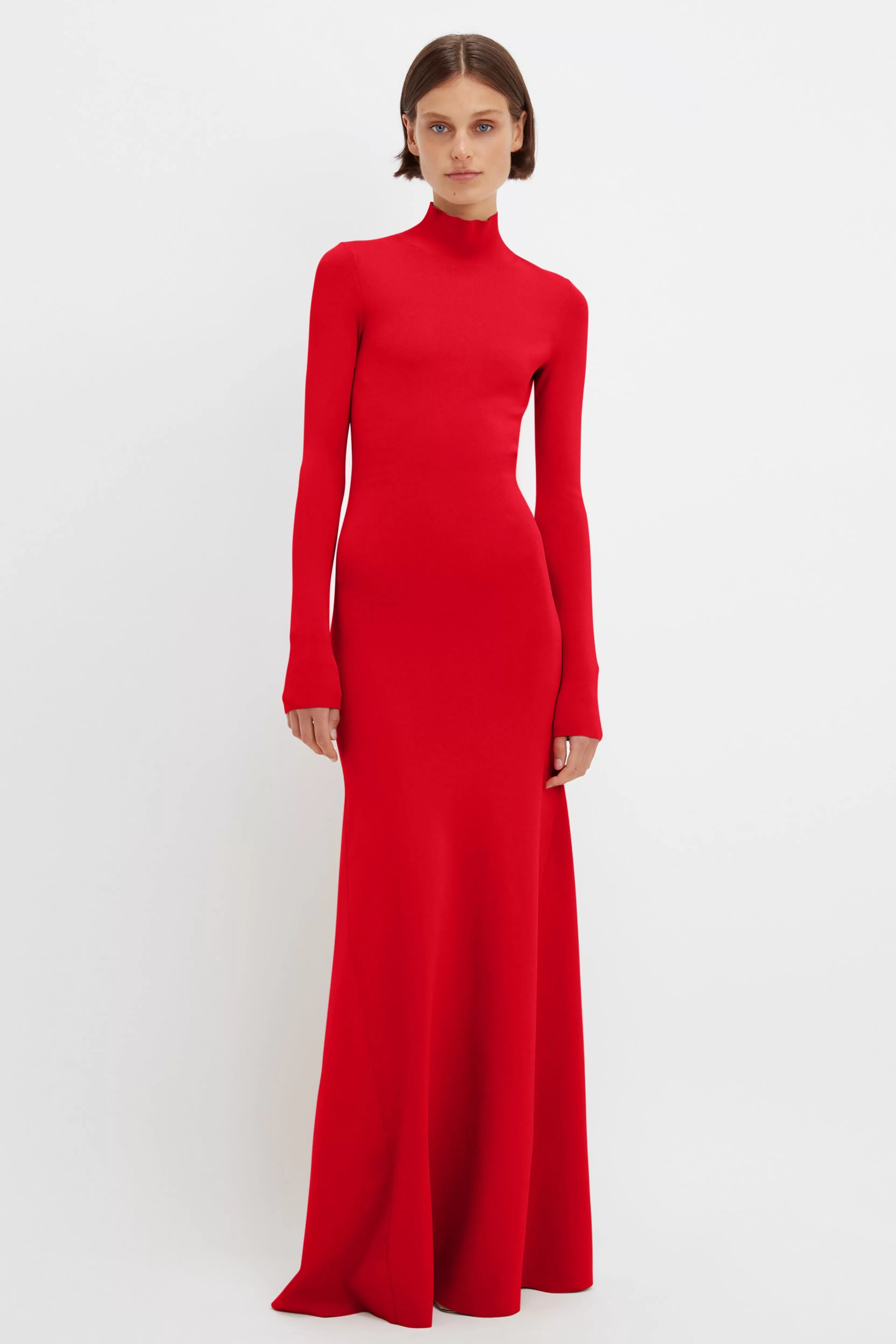 READY TO WEAR Victoria Beckham Gowns | Polo Neck Knitted Gown In Red