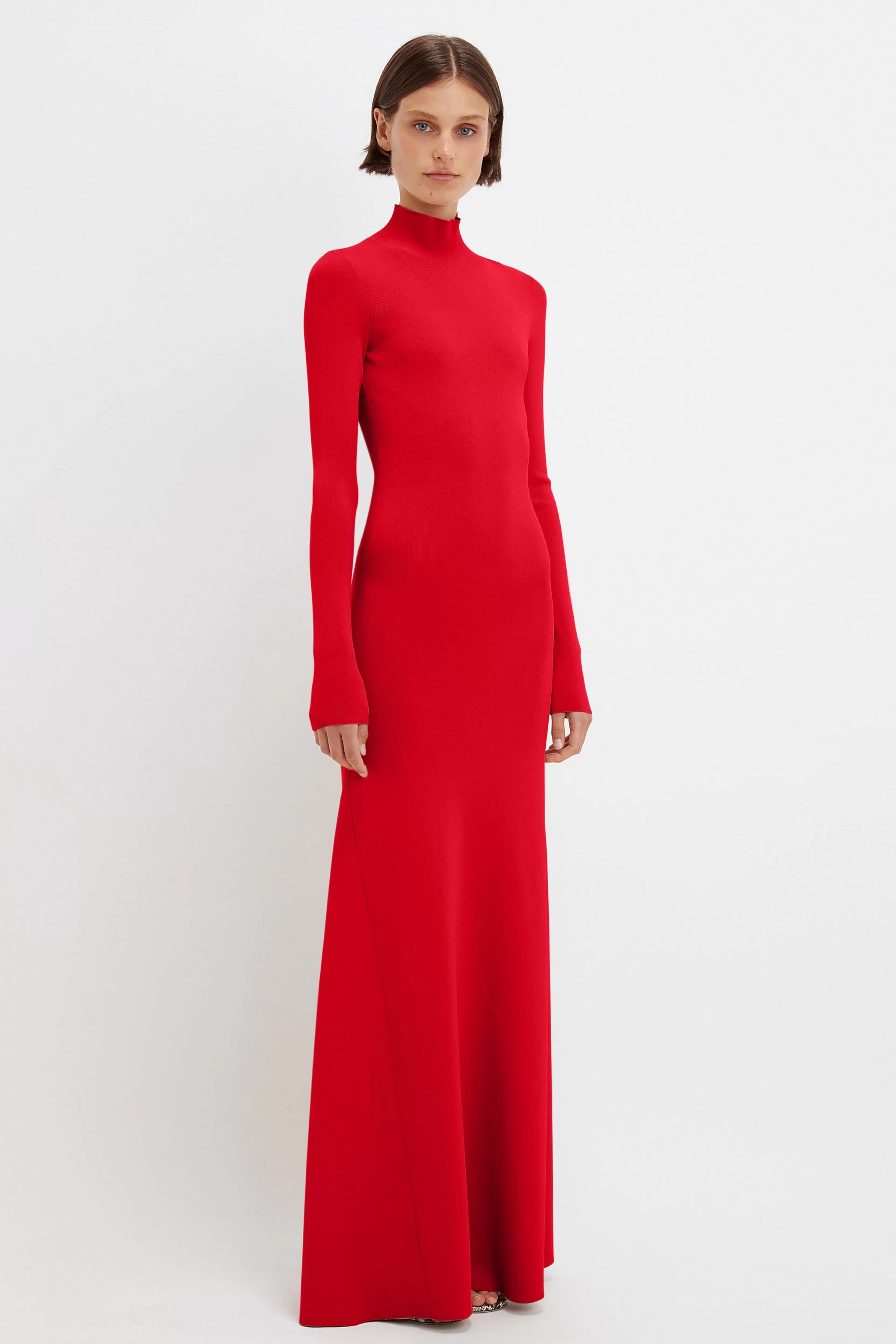 READY TO WEAR Victoria Beckham Gowns | Polo Neck Knitted Gown In Red