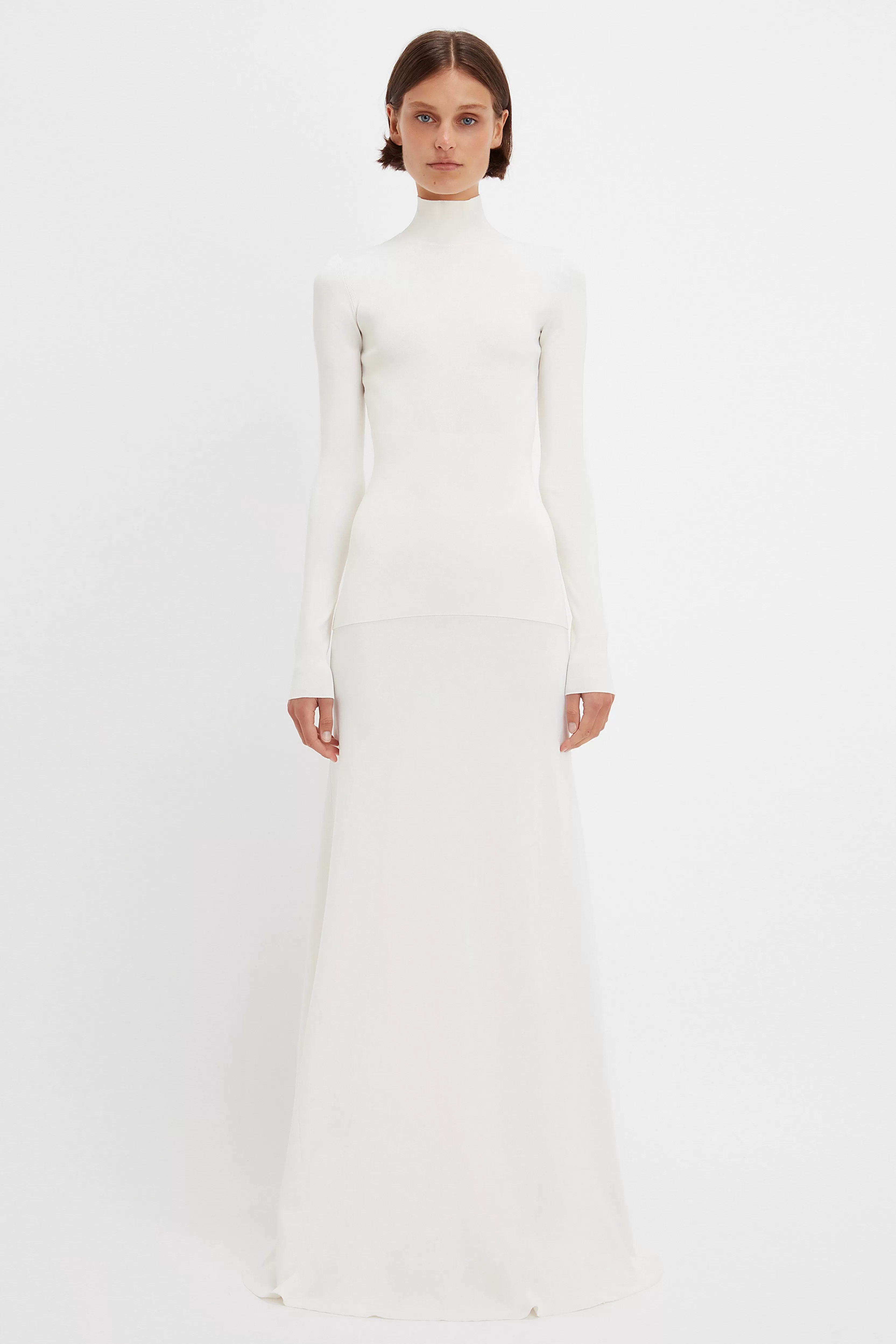 READY TO WEAR Victoria Beckham The Victoria Edit | Shirts & Tops | Knitwear | Gowns | Polo Neck Knitted Top In White