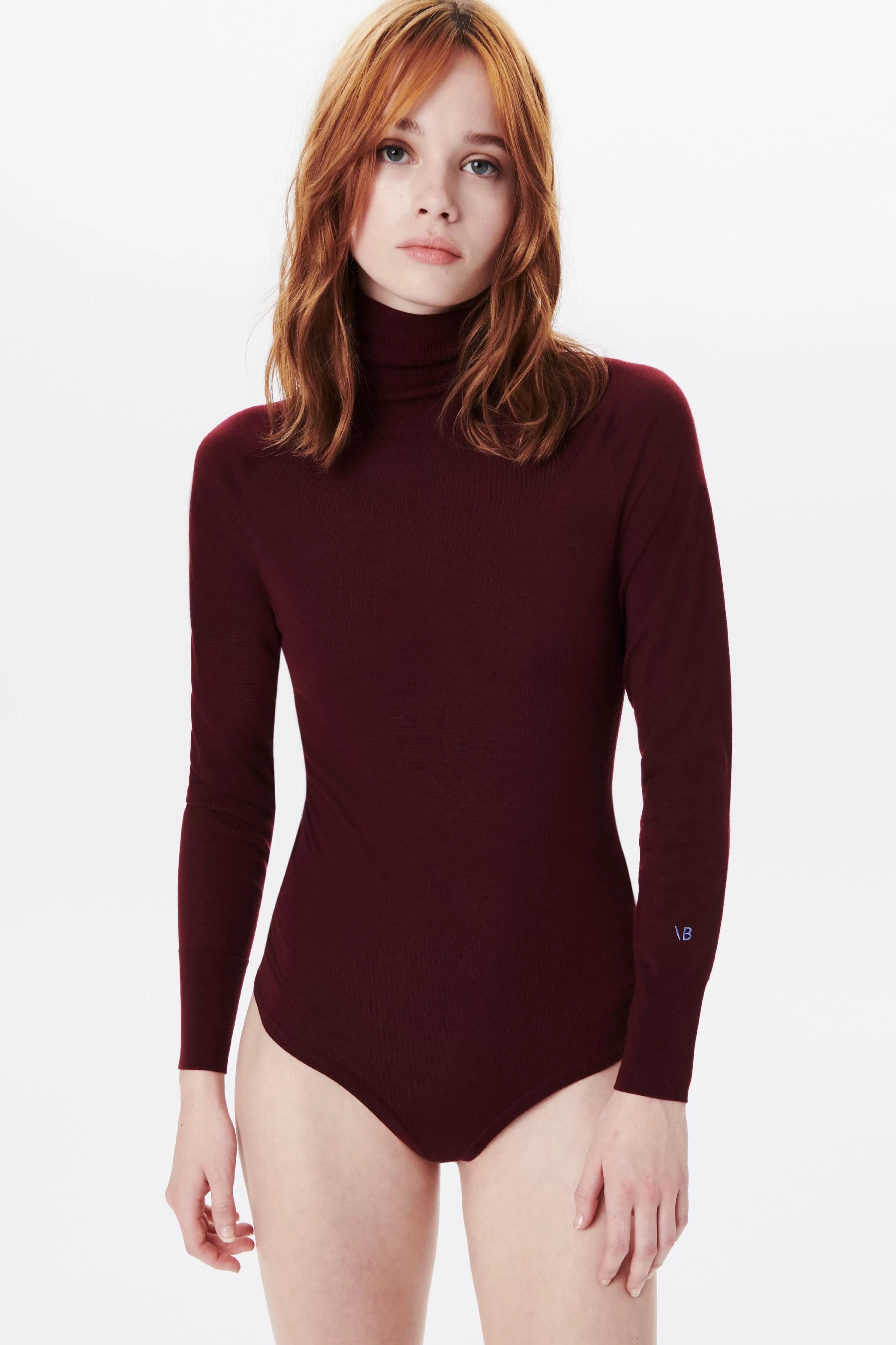 READY TO WEAR Victoria Beckham Shirts & Tops | Knitwear | Poloneck Bodysuit In Bordeaux Red