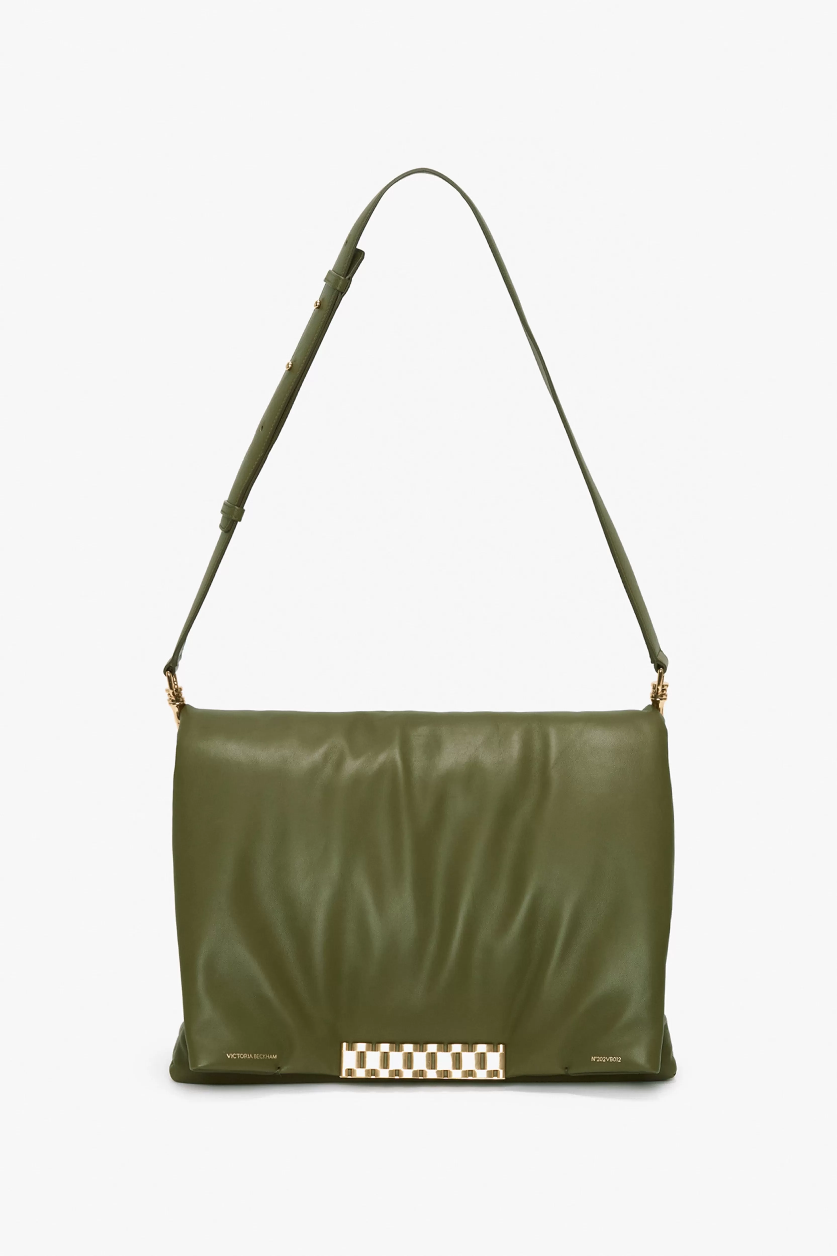 BAGS | READY TO WEAR | ACCESSORIES Victoria Beckham The Chain Pouch | Shoulder Bags | Pre Spring Summer 2024 | Bags | Puffy Jumbo Chain Pouch In Khaki Leather Green