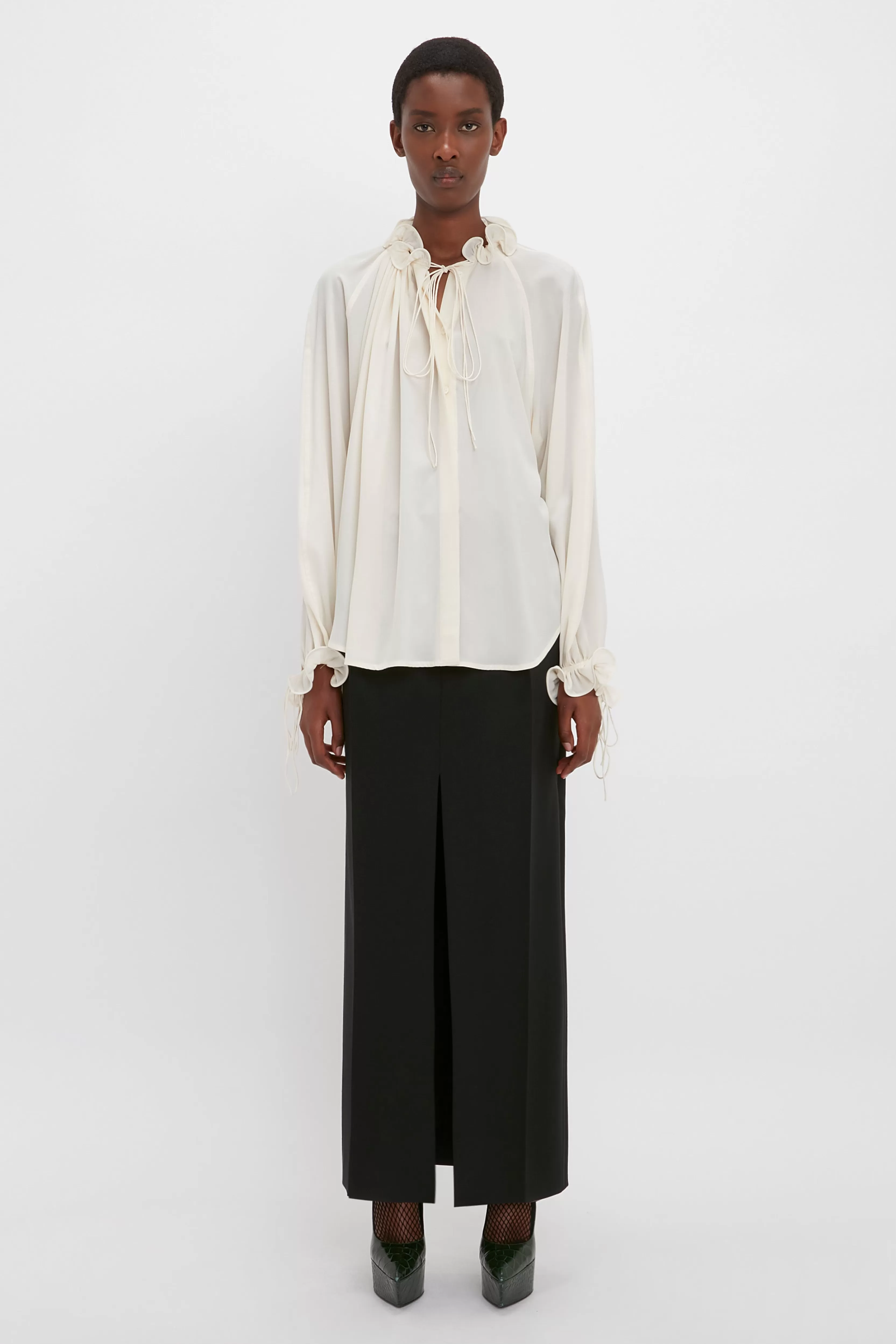 READY TO WEAR Victoria Beckham Sale | Ruched Detail Blouse In Vanilla Ivory