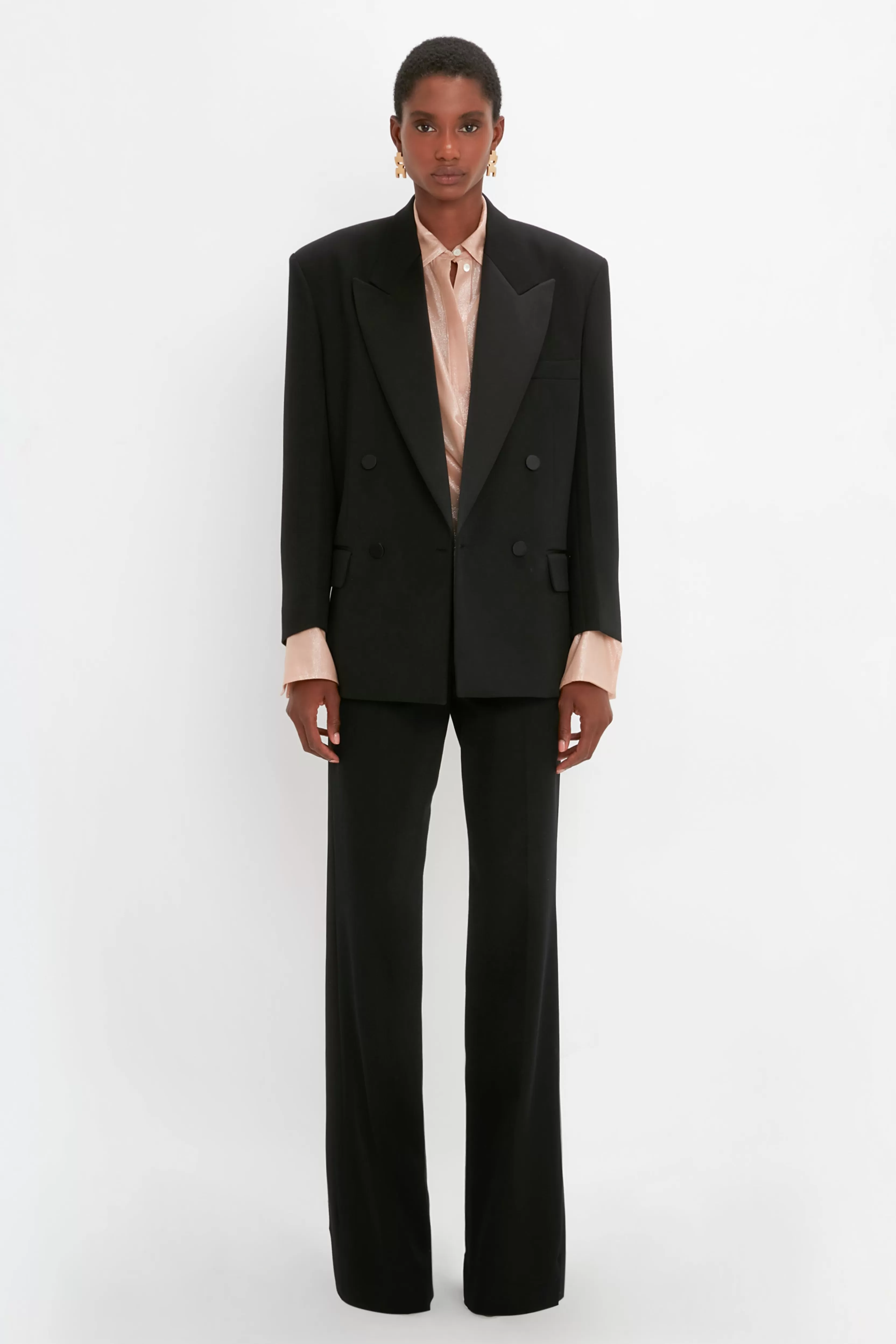 READY TO WEAR | VALENTINE'S DAY Victoria Beckham Pre Spring Summer 2024 | Tailoring | Jackets & Coats | Eveningwear | Satin Lapel Tuxedo Jacket in Black