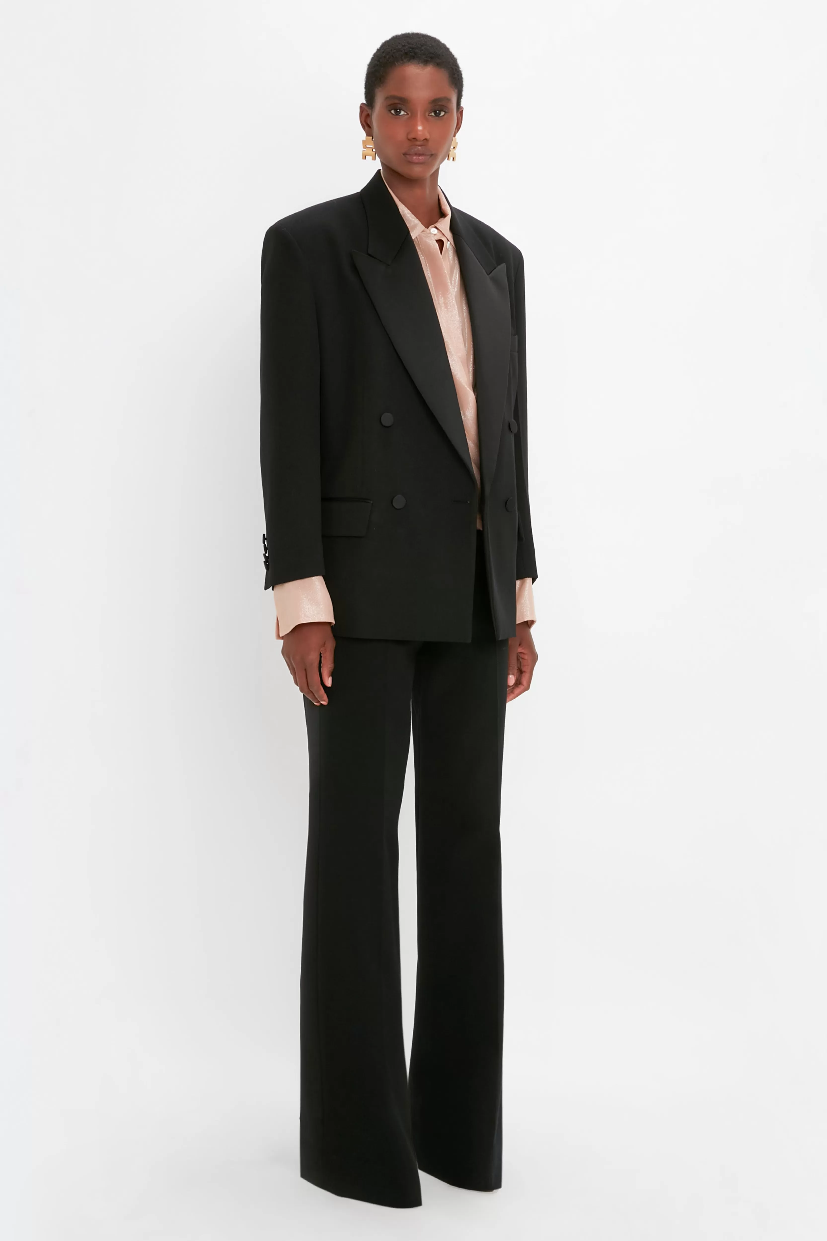 READY TO WEAR | VALENTINE'S DAY Victoria Beckham Pre Spring Summer 2024 | Tailoring | Jackets & Coats | Eveningwear | Satin Lapel Tuxedo Jacket in Black