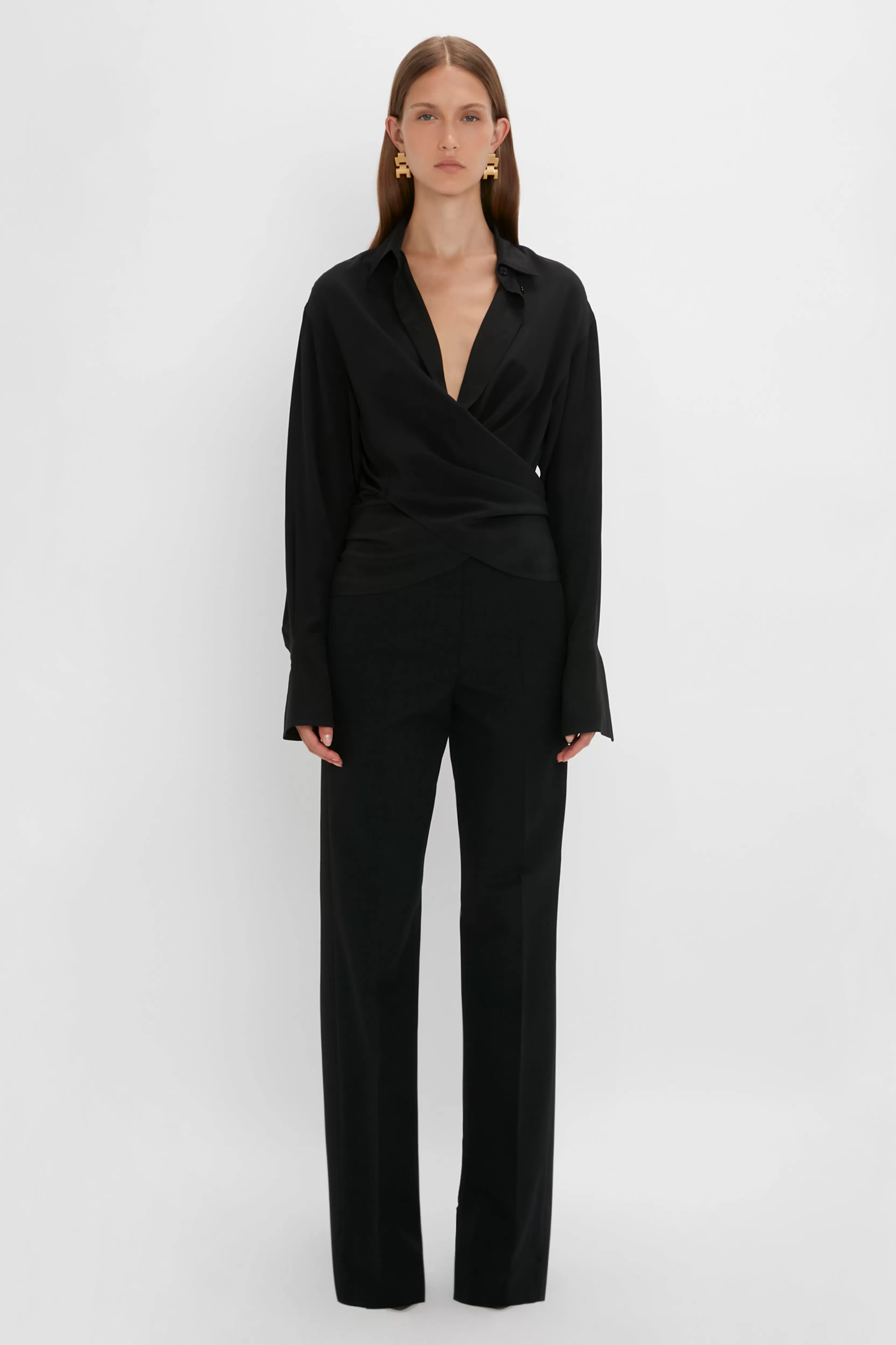 READY TO WEAR | VALENTINE'S DAY Victoria Beckham Pre Spring Summer 2024 | Tailoring | Trousers | Eveningwear | Satin Panel Straight Leg Trouser