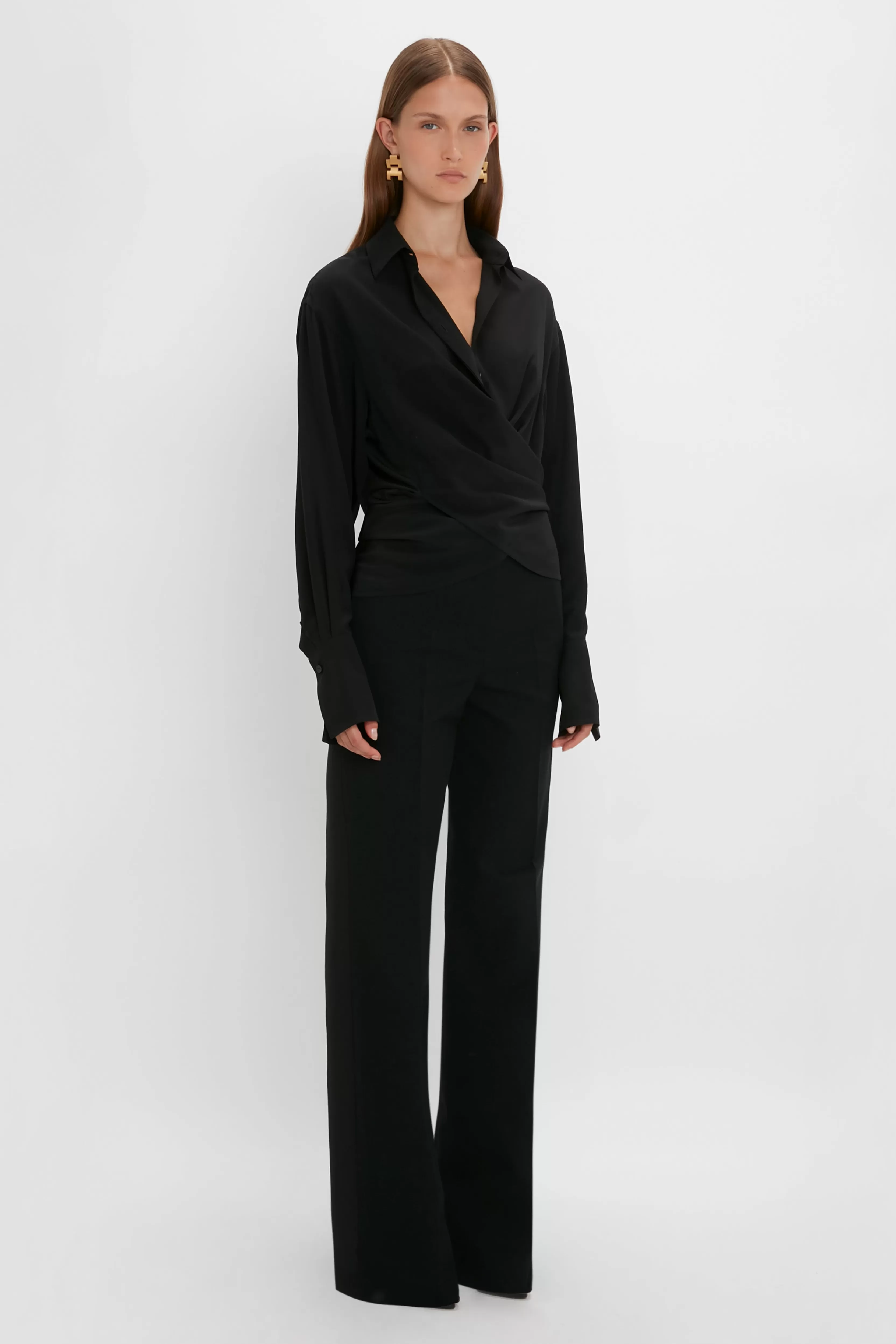 READY TO WEAR | VALENTINE'S DAY Victoria Beckham Pre Spring Summer 2024 | Tailoring | Trousers | Eveningwear | Satin Panel Straight Leg Trouser