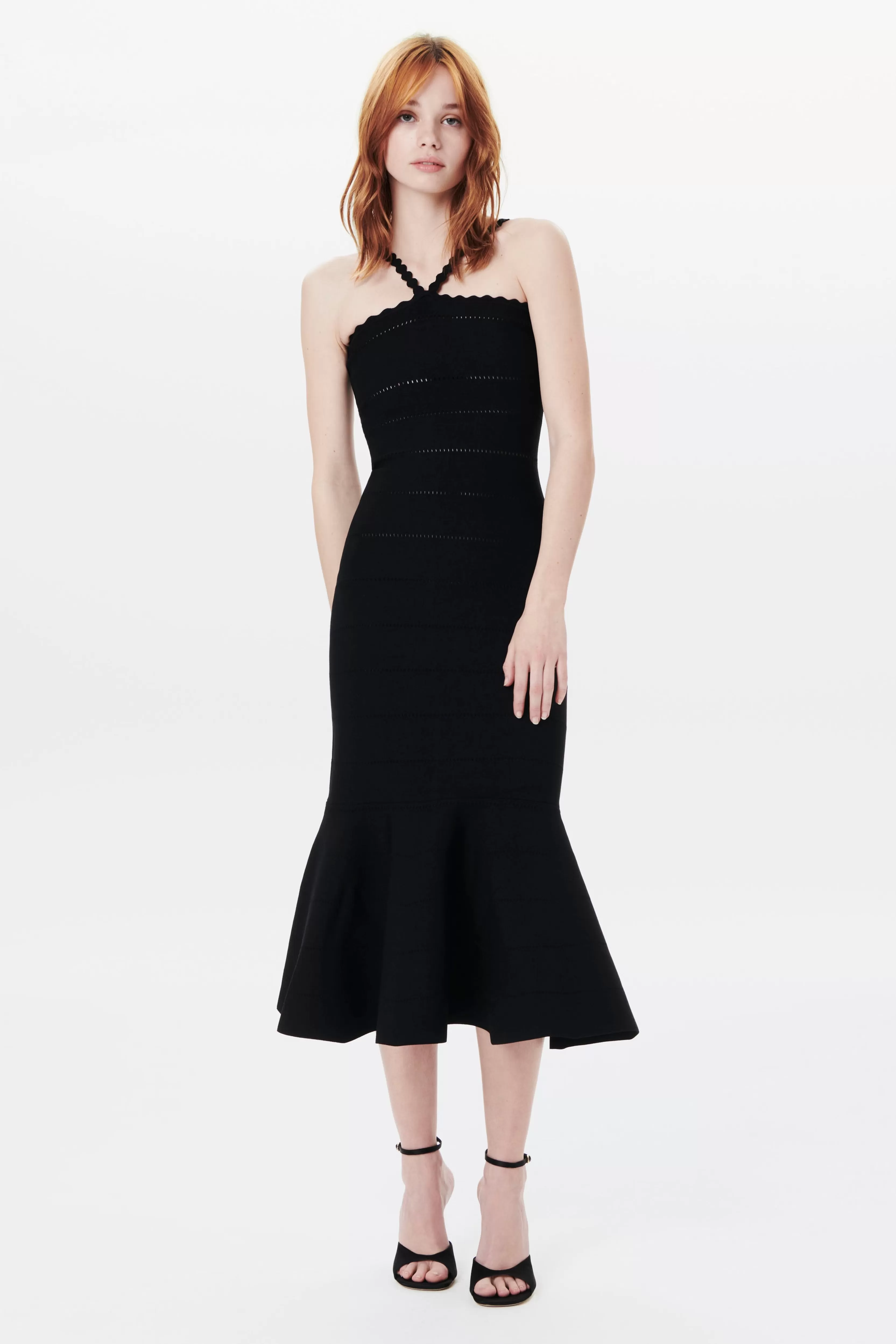 READY TO WEAR Victoria Beckham Dresses | Scalloped Strap Flare Dress In Black