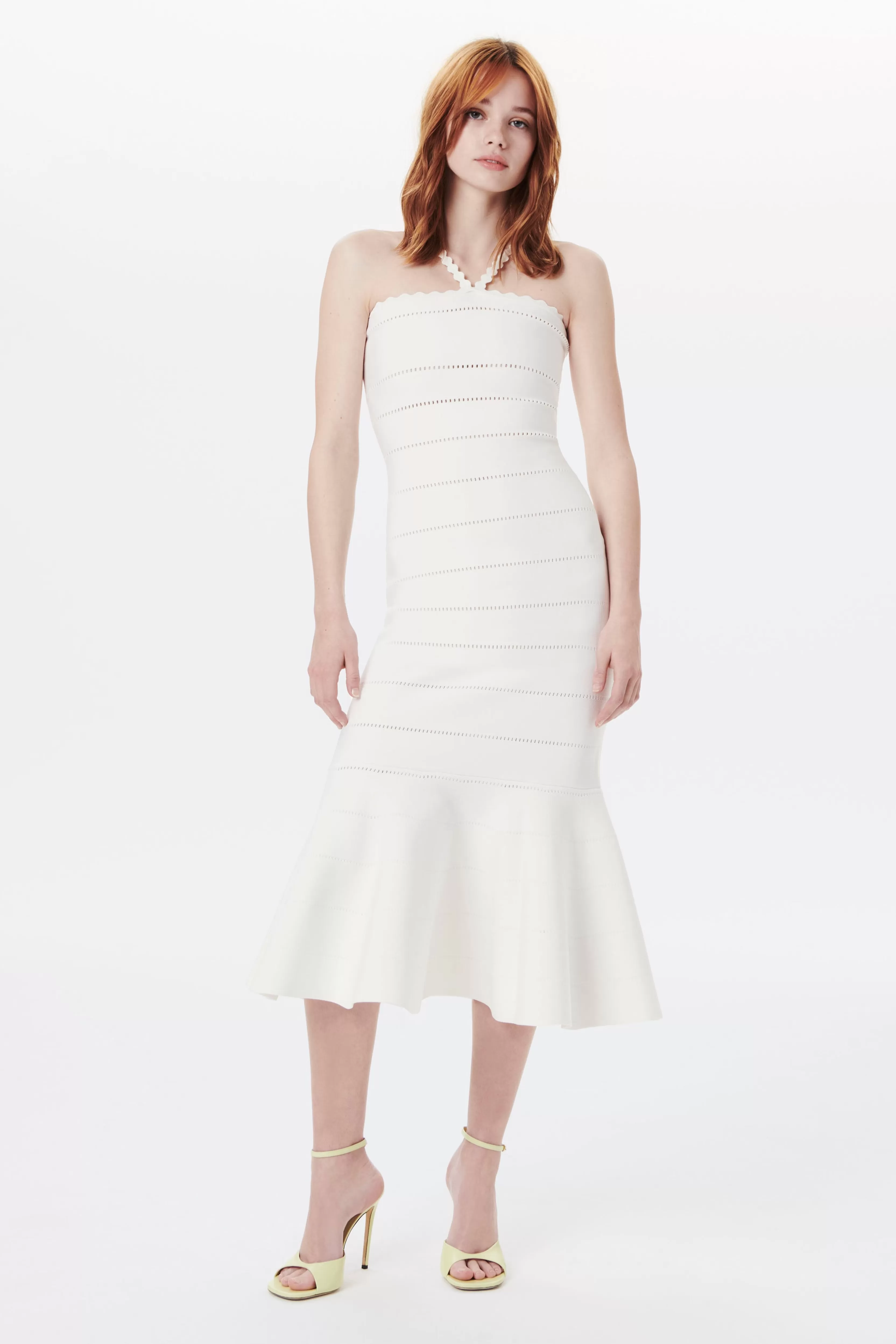 READY TO WEAR Victoria Beckham Dresses | Scalloped Strap Flare Dress In White