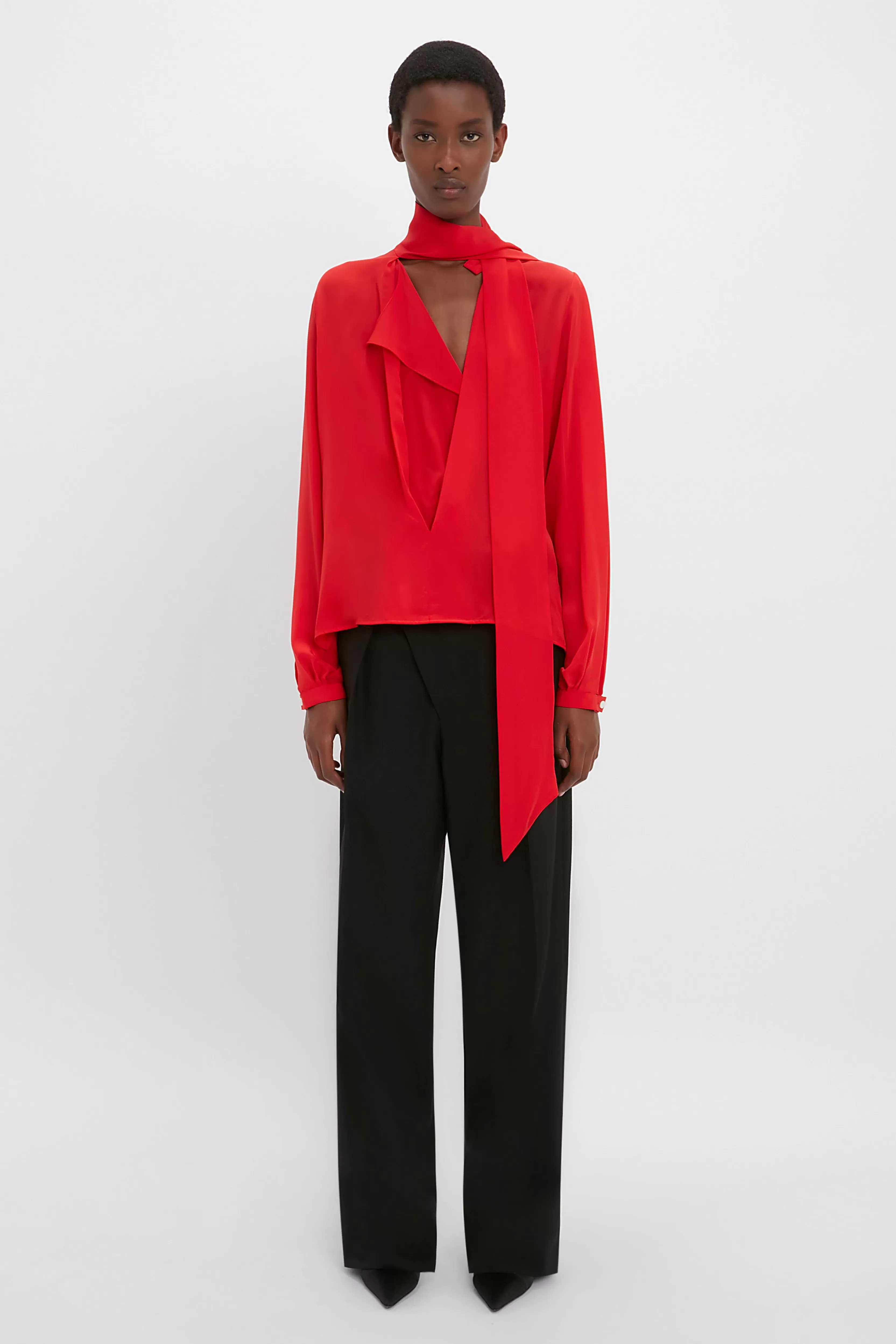 READY TO WEAR Victoria Beckham Sale | Scarf Neck Blouse In Bright Red