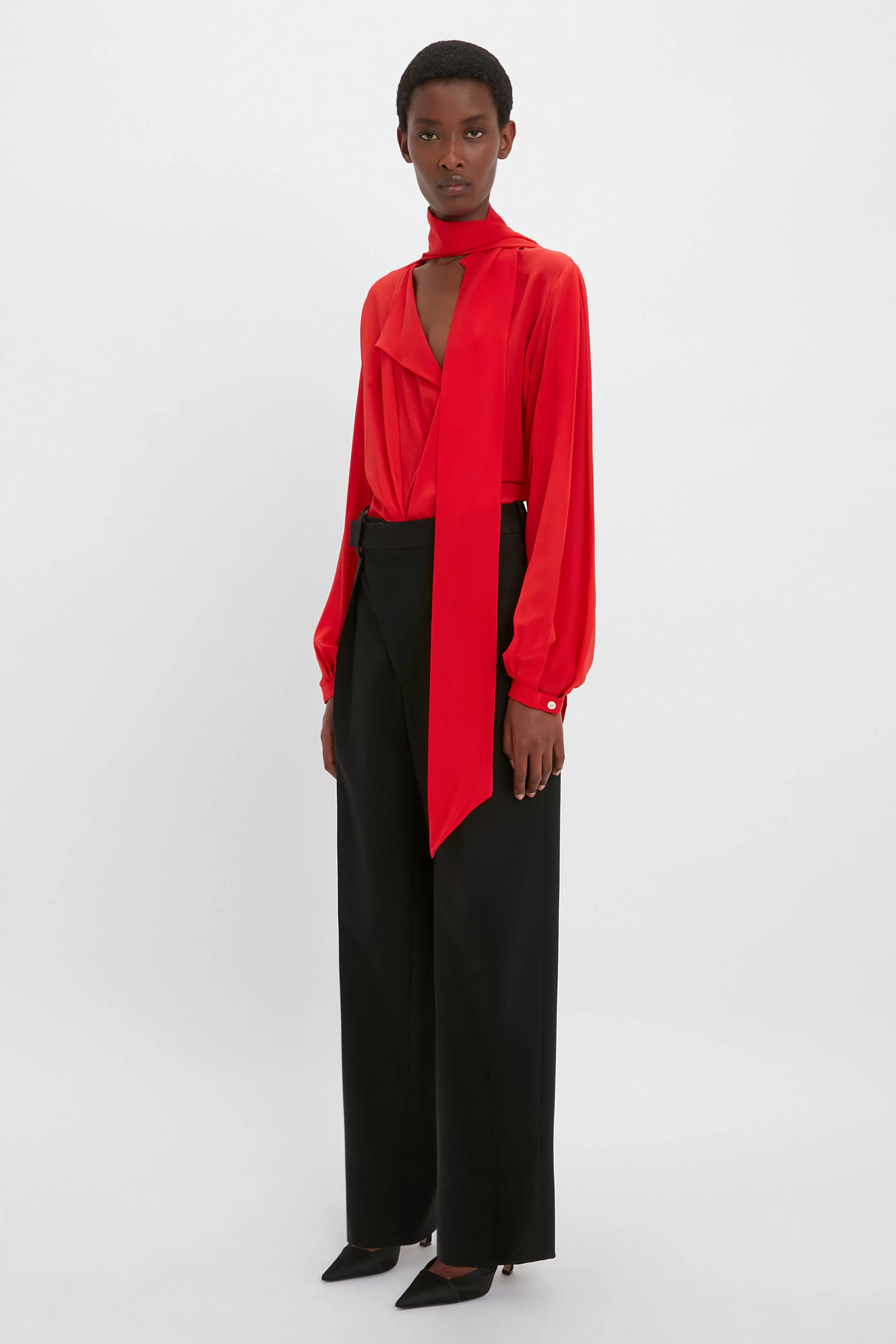 READY TO WEAR Victoria Beckham Sale | Scarf Neck Blouse In Bright Red