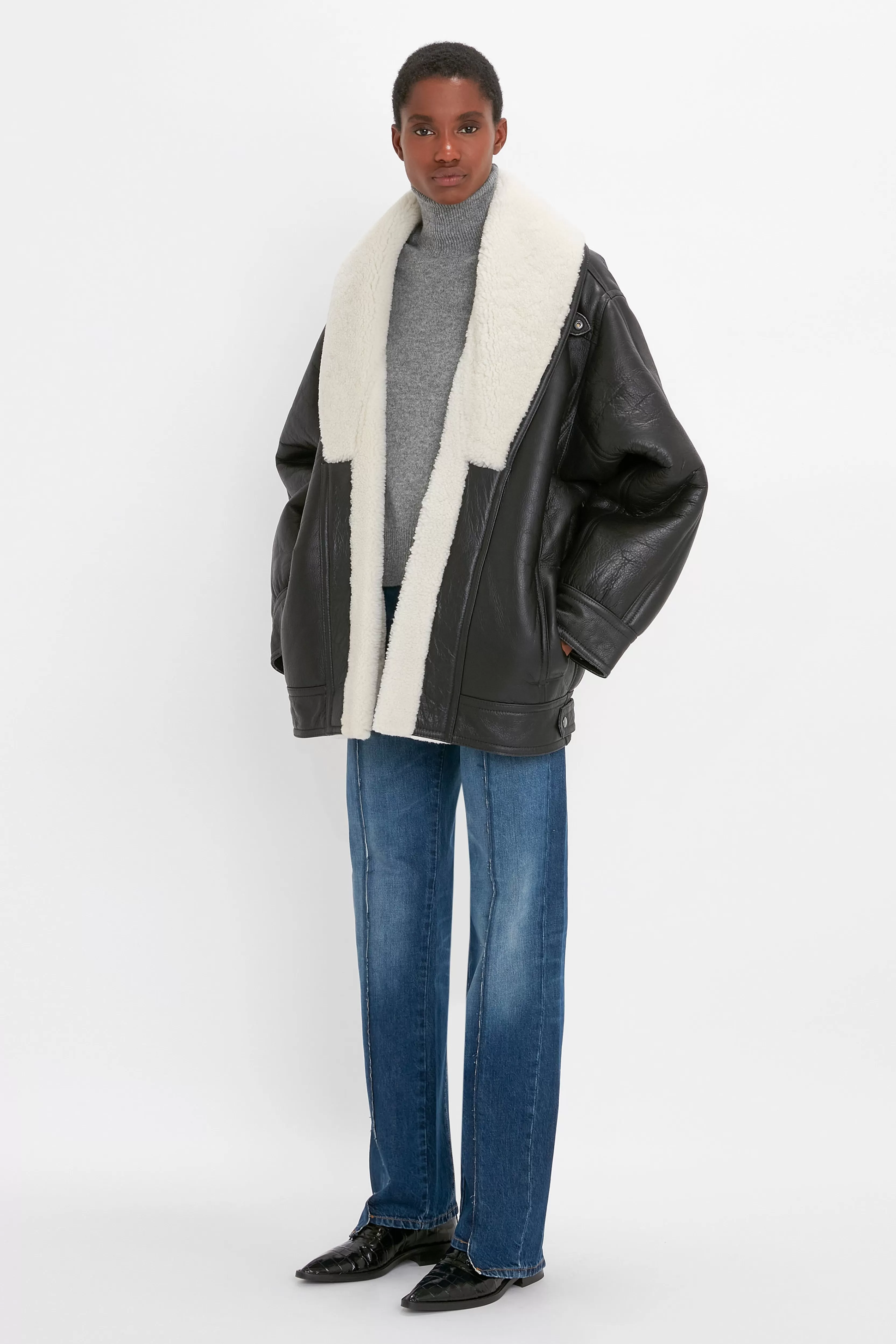 READY TO WEAR Victoria Beckham Jackets & Coats | Shearling Coat In Monochrome