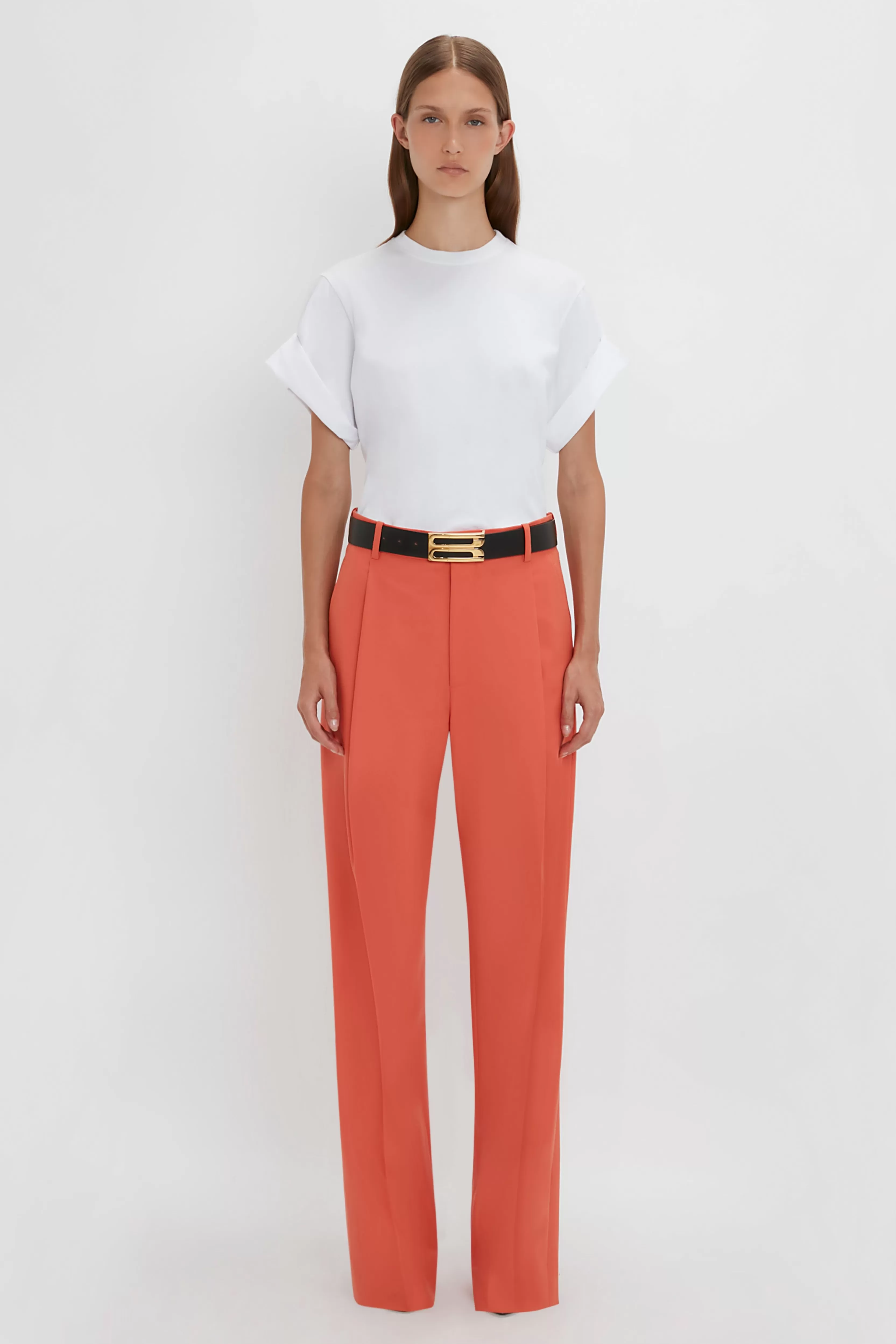 READY TO WEAR Victoria Beckham Occasionwear Edit | Pre Spring Summer 2024 | Tailoring | Trousers | Single Pleat Trouser In Papaya