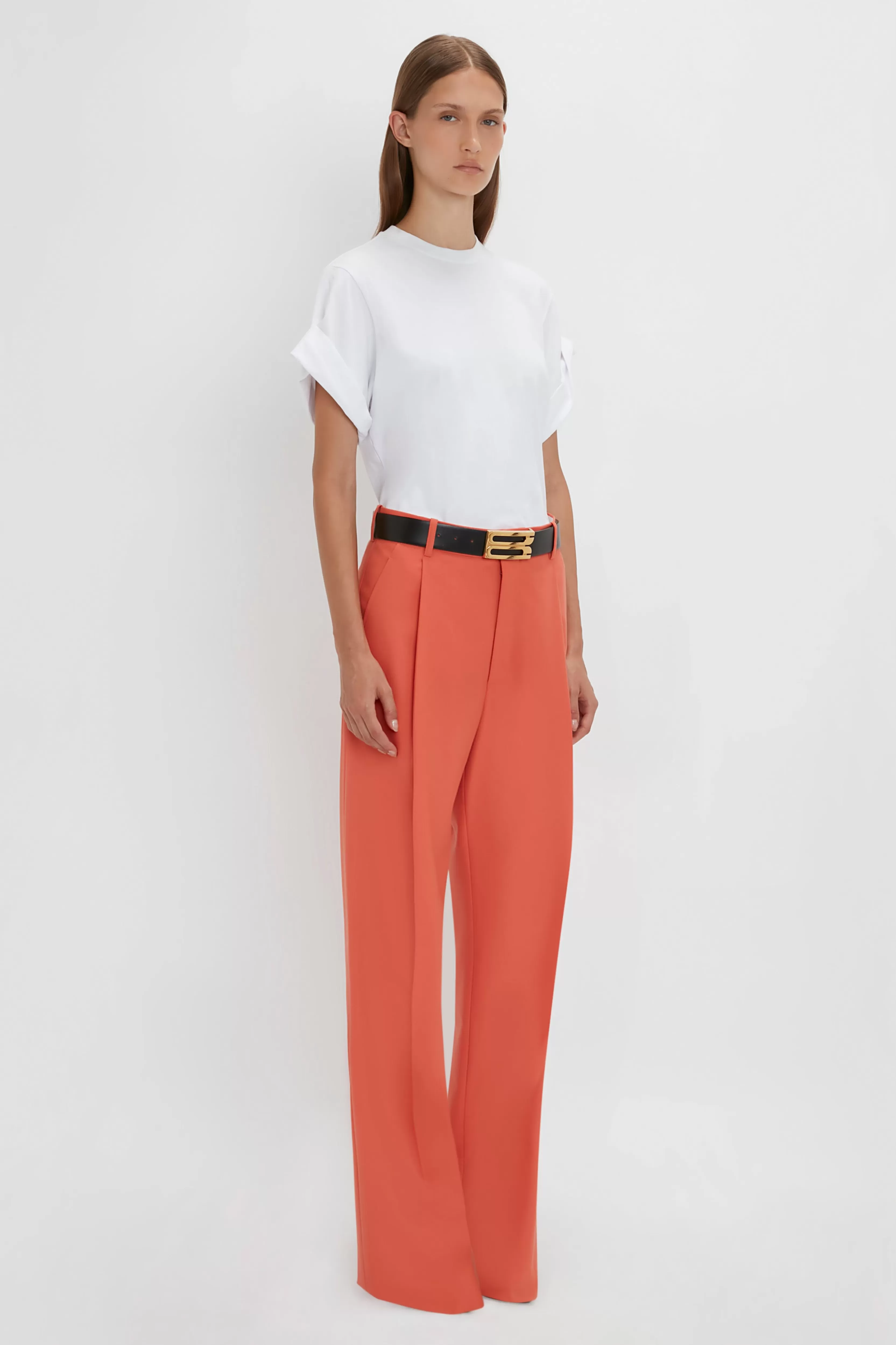 READY TO WEAR Victoria Beckham Occasionwear Edit | Pre Spring Summer 2024 | Tailoring | Trousers | Single Pleat Trouser In Papaya