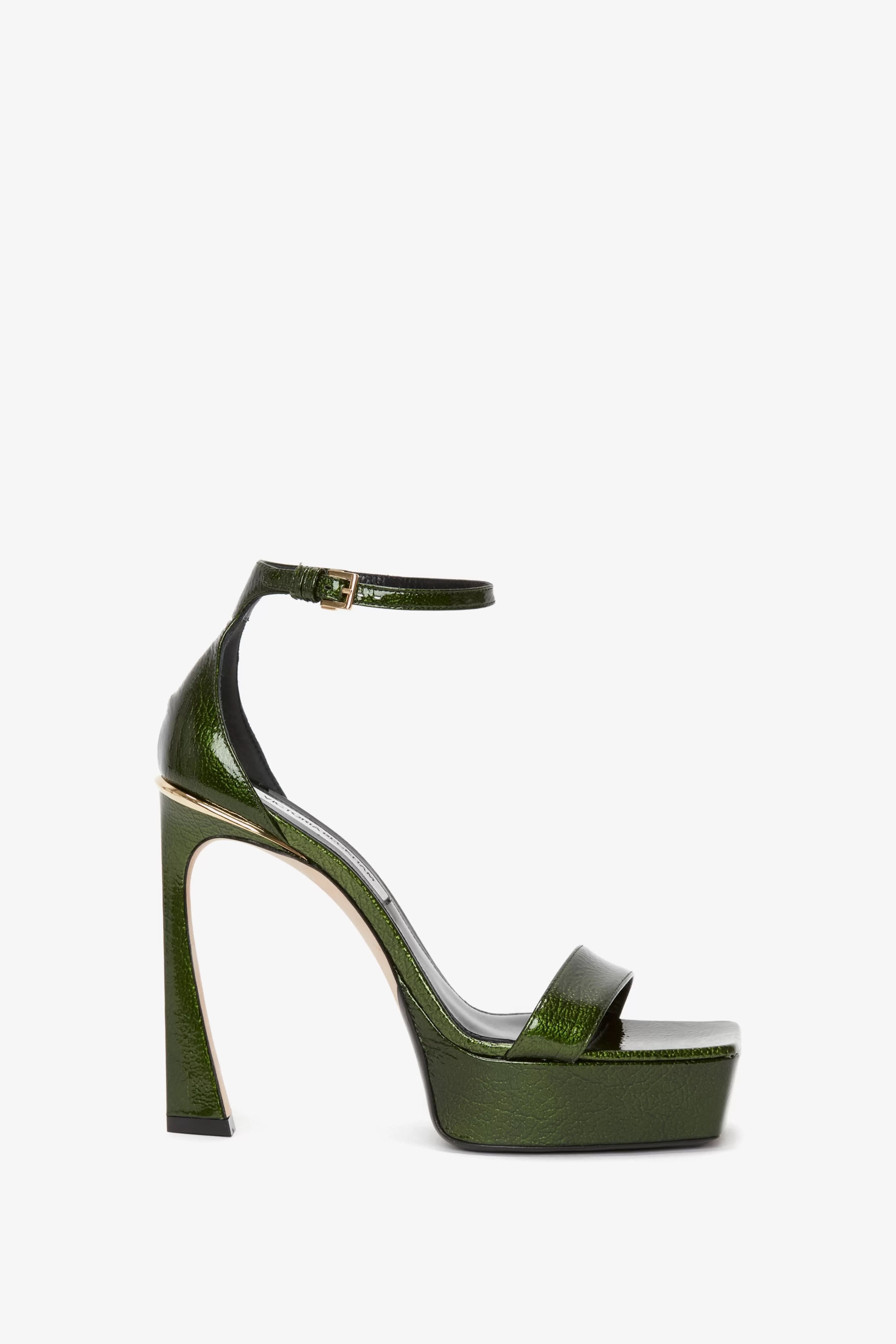 SHOES | ACCESSORIES Victoria Beckham Sandals | Heels | Shoes | Squared Toe Platform Sandal in Green Grained Patent