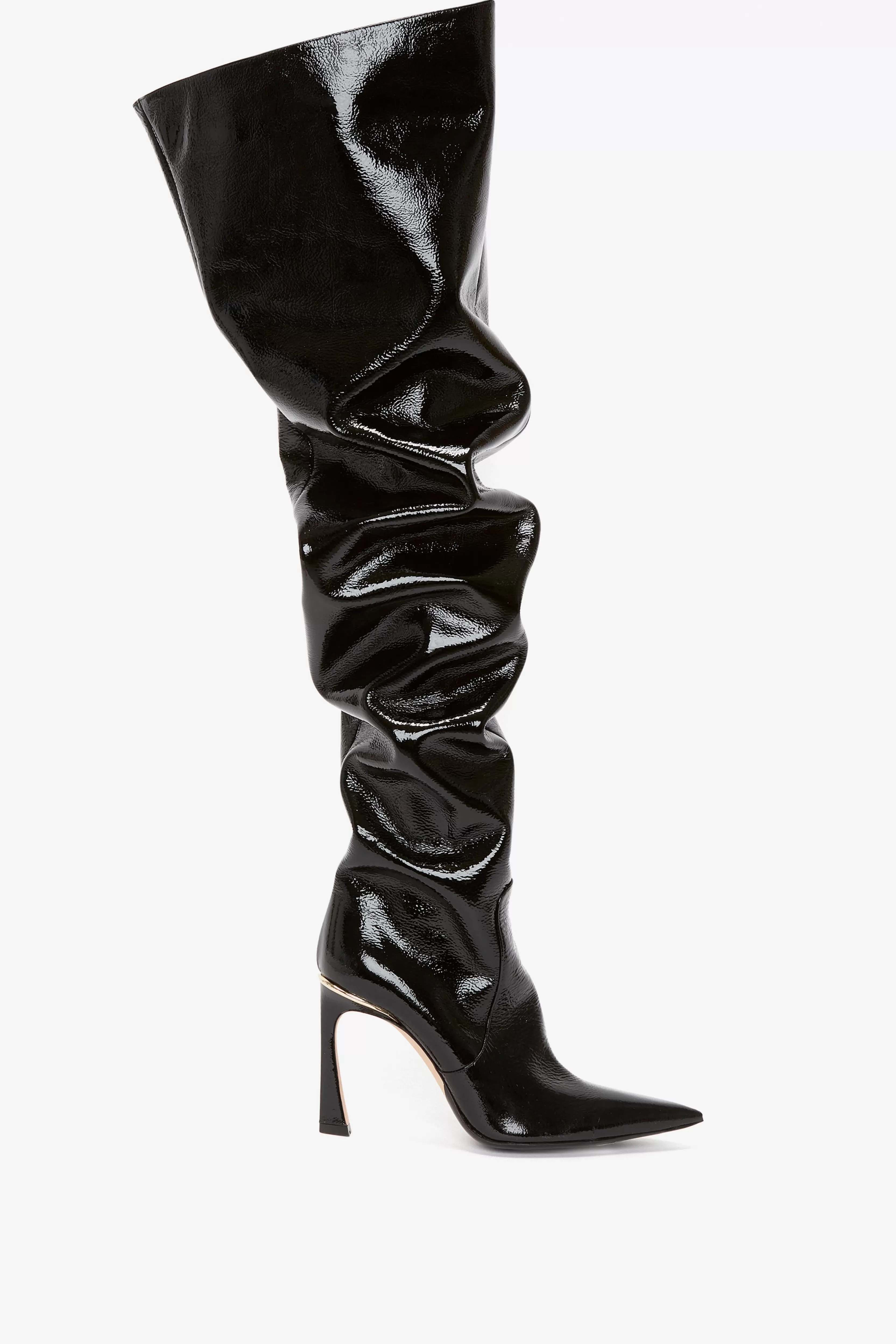 SHOES | ACCESSORIES | READY TO WEAR Victoria Beckham Boots | Shoes | The Victoria Edit | Thigh High Pointy Boot in Black Patent