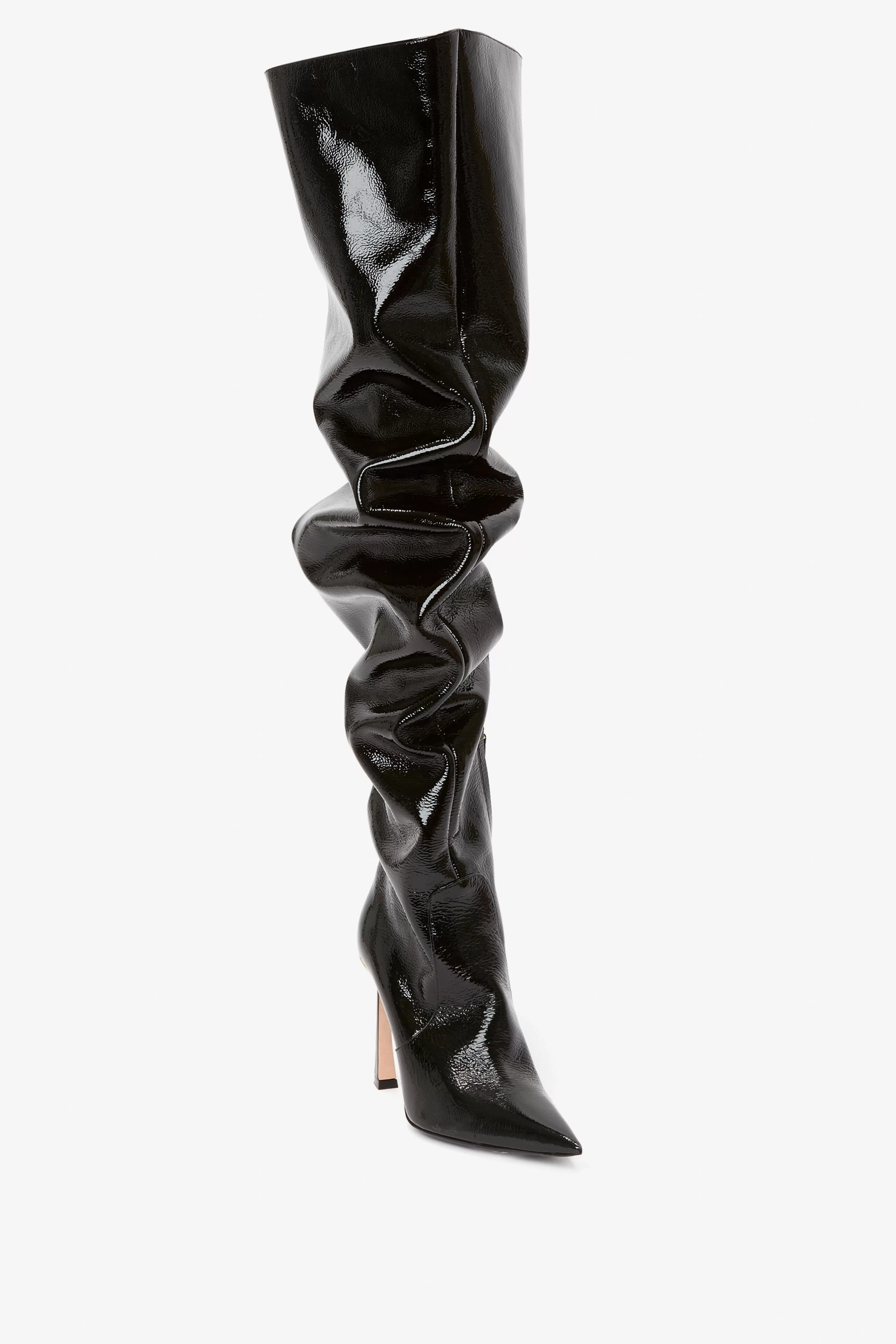 SHOES | ACCESSORIES | READY TO WEAR Victoria Beckham Boots | Shoes | The Victoria Edit | Thigh High Pointy Boot in Black Patent