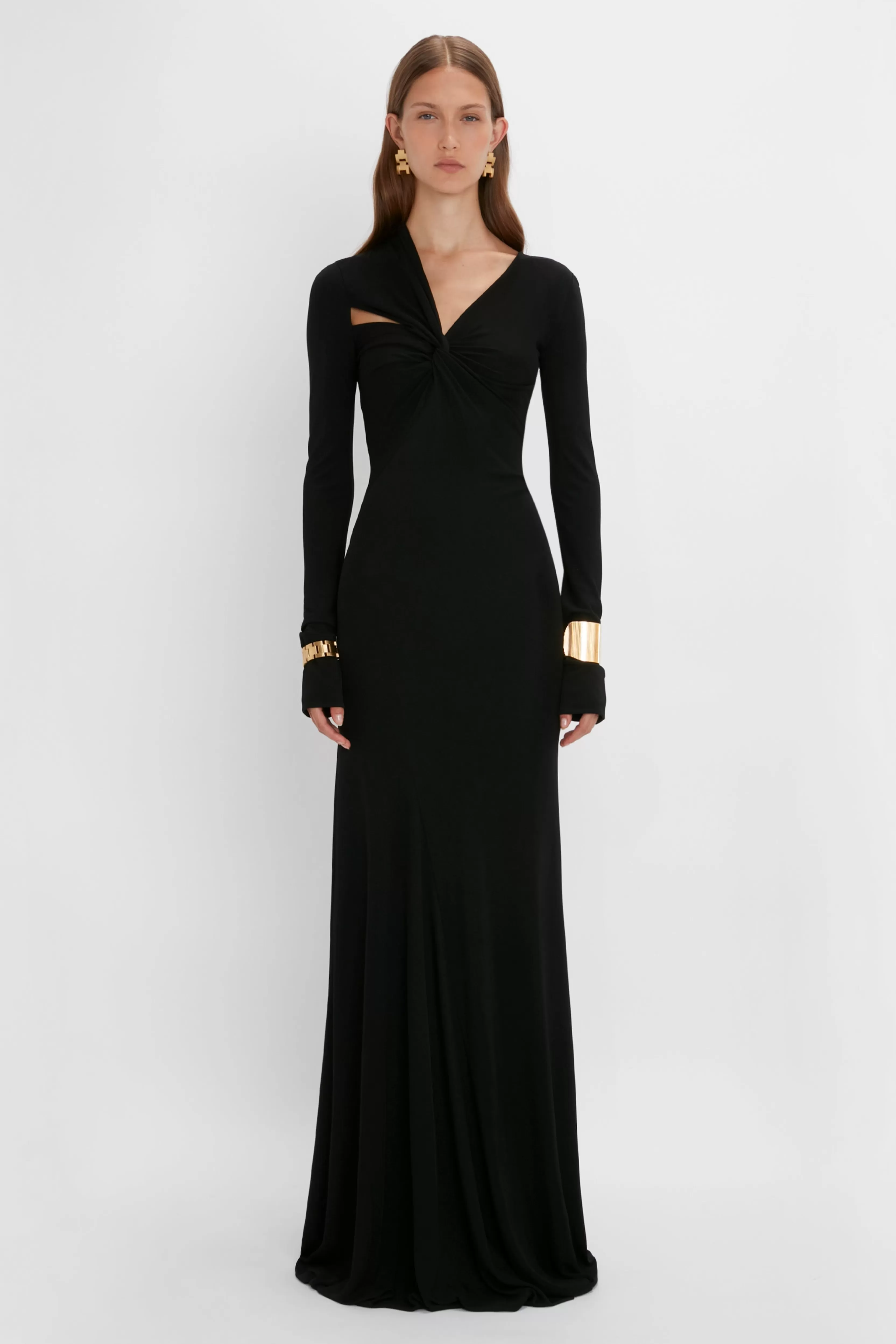 READY TO WEAR | VALENTINE'S DAY Victoria Beckham Occasionwear Edit | Pre Spring Summer 2024 | Dresses | Eveningwear | Gowns | Tie Detail Floor-Length Dress in Black