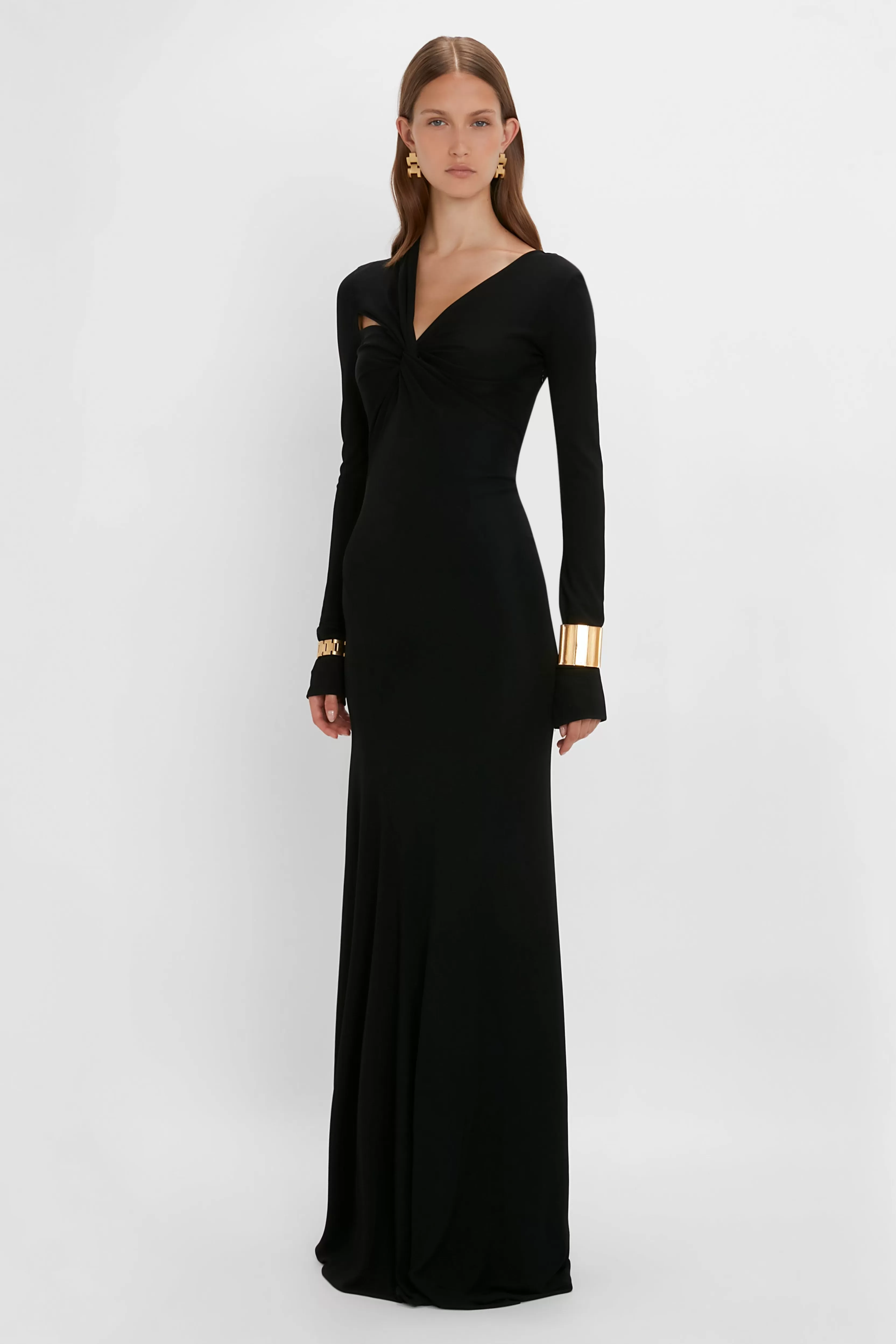 READY TO WEAR | VALENTINE'S DAY Victoria Beckham Occasionwear Edit | Pre Spring Summer 2024 | Dresses | Eveningwear | Gowns | Tie Detail Floor-Length Dress in Black