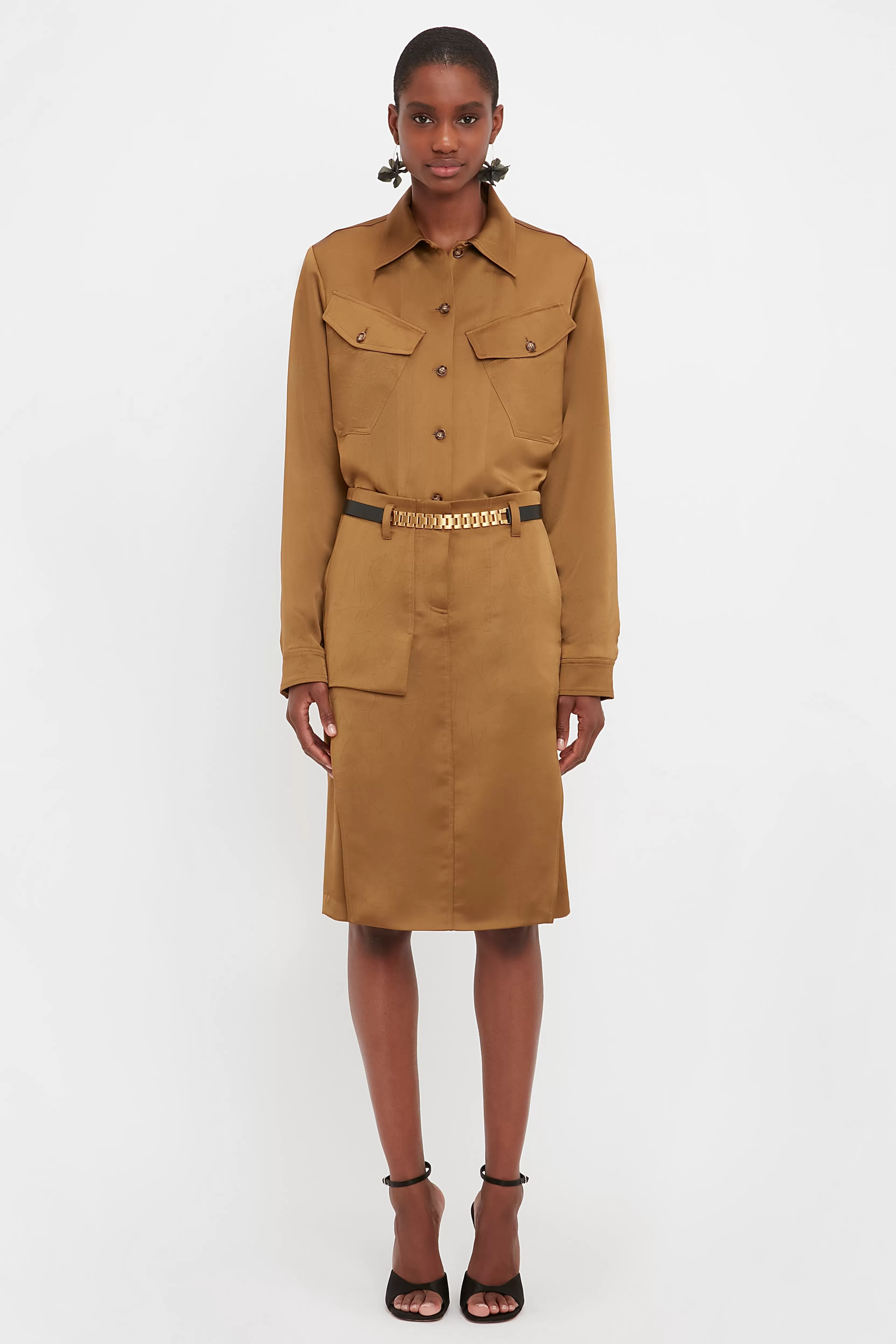 READY TO WEAR Victoria Beckham Sale | Utility Skirt In Tawny Brown