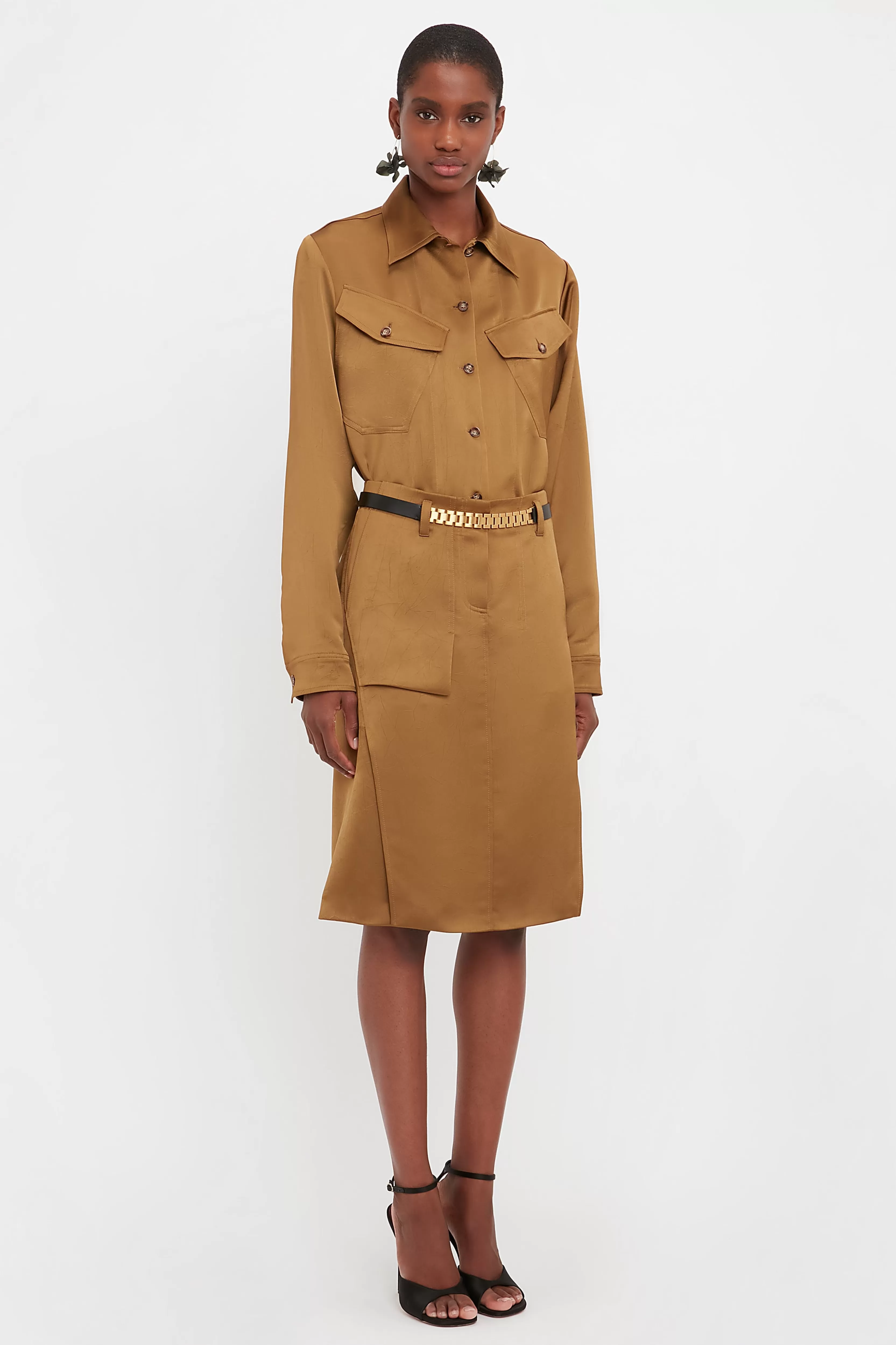 READY TO WEAR Victoria Beckham Sale | Utility Skirt In Tawny Brown