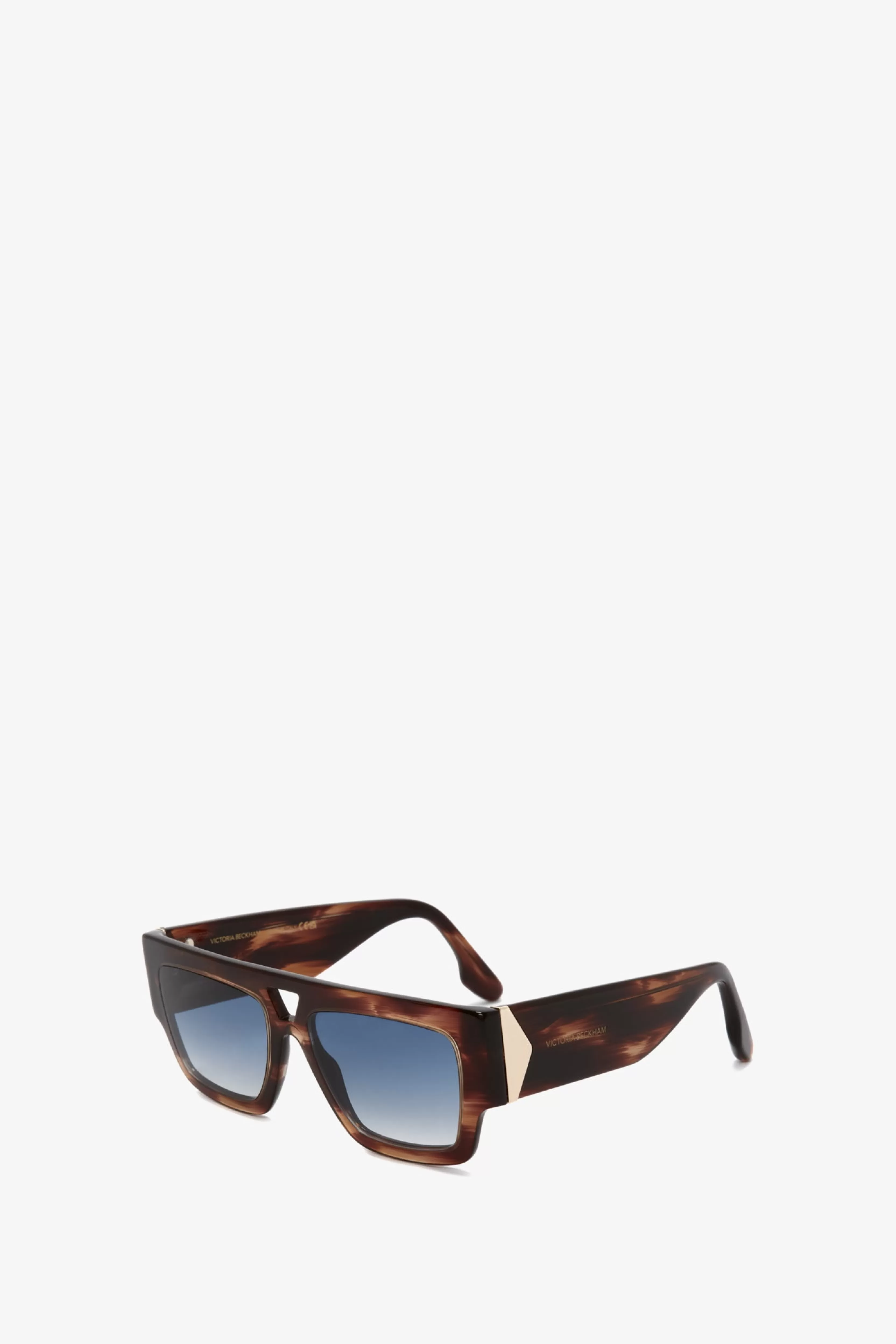 ACCESSORIES | READY TO WEAR Victoria Beckham Eyewear | The Victoria Edit | V Plaque Frame Sunglasses In Dark Horn Brown