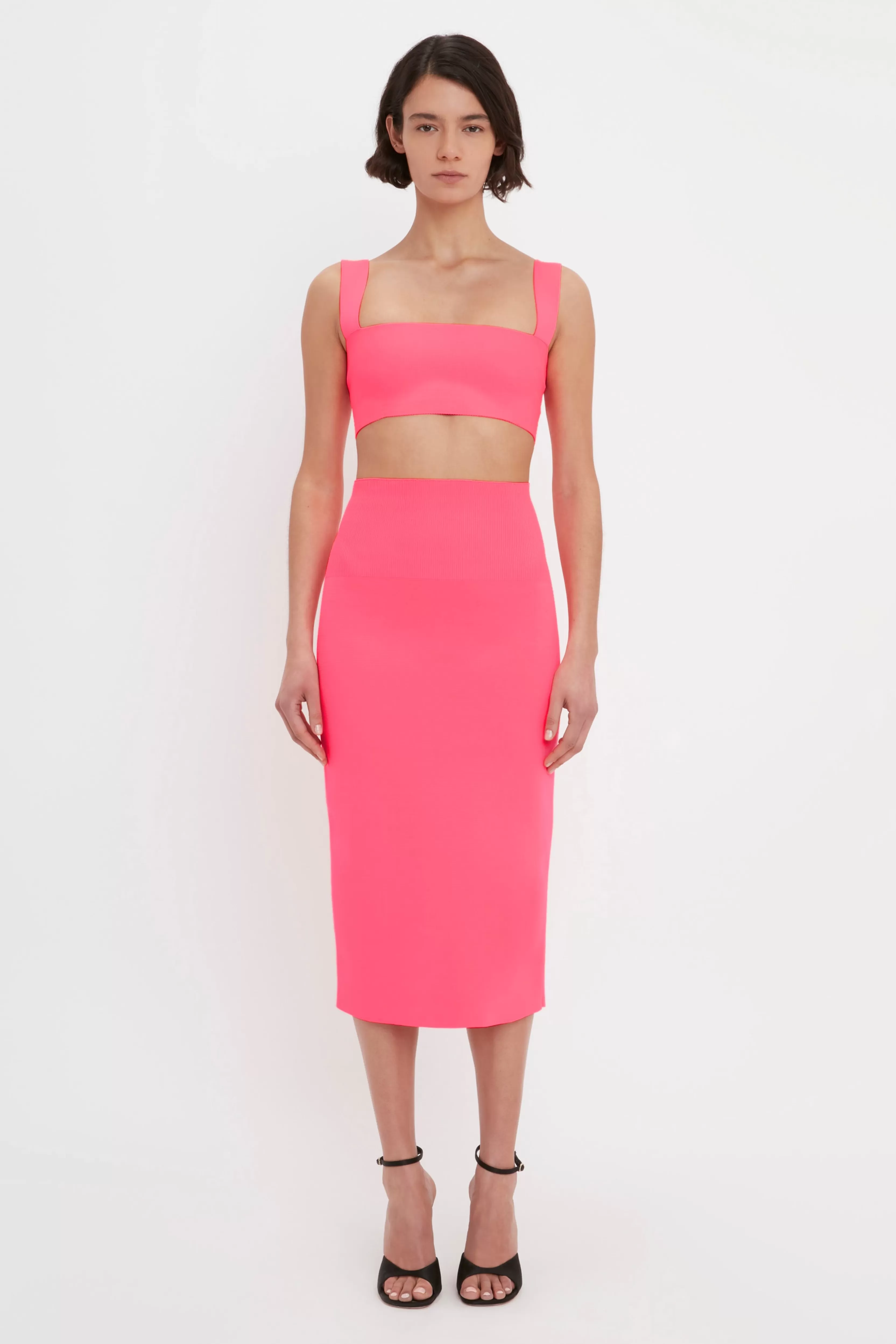 READY TO WEAR Victoria Beckham VB Body | Sale | VB Body Fitted Midi Skirt In Pink