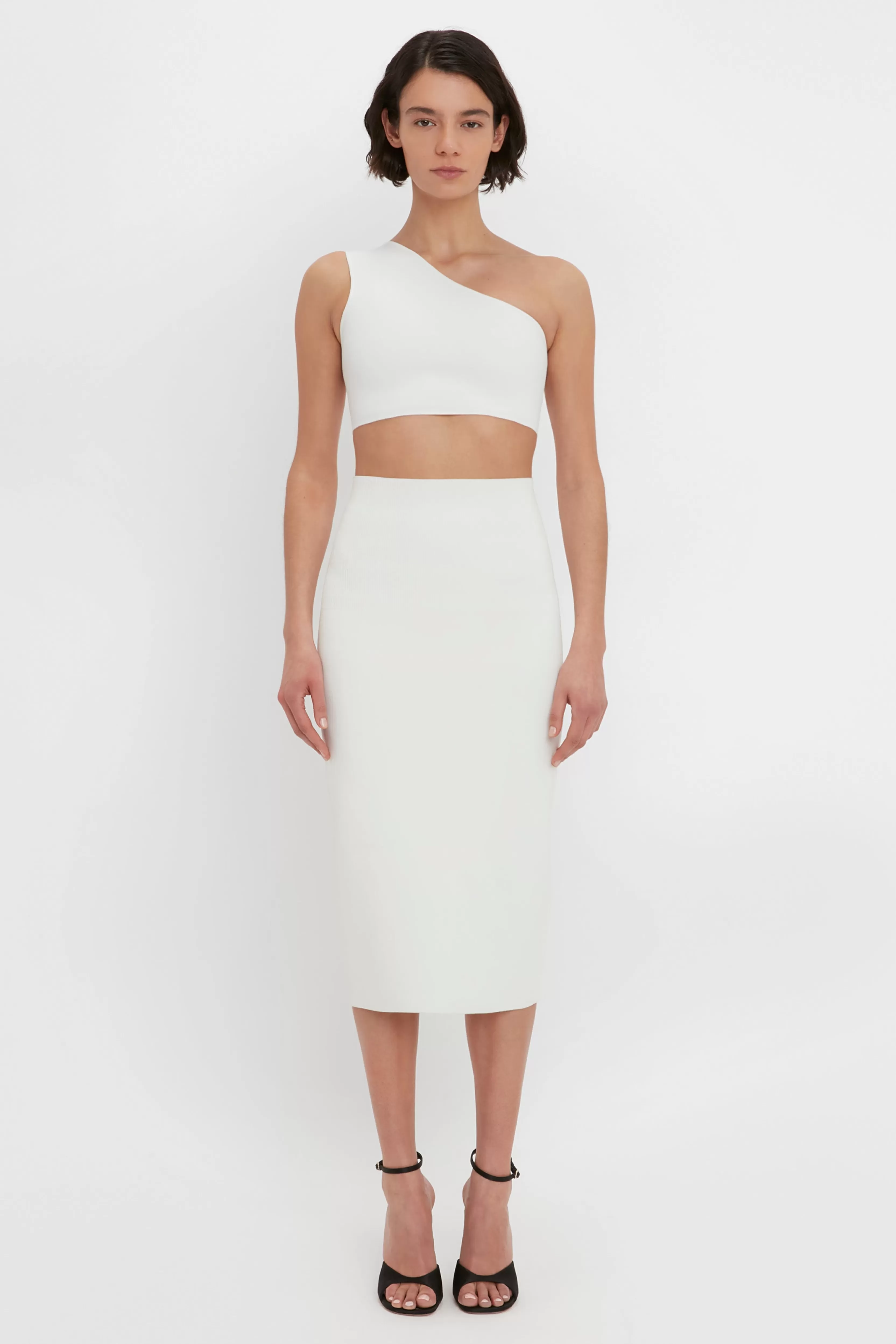 READY TO WEAR Victoria Beckham VB Body | Skirts | VB Body Fitted Midi Skirt In White