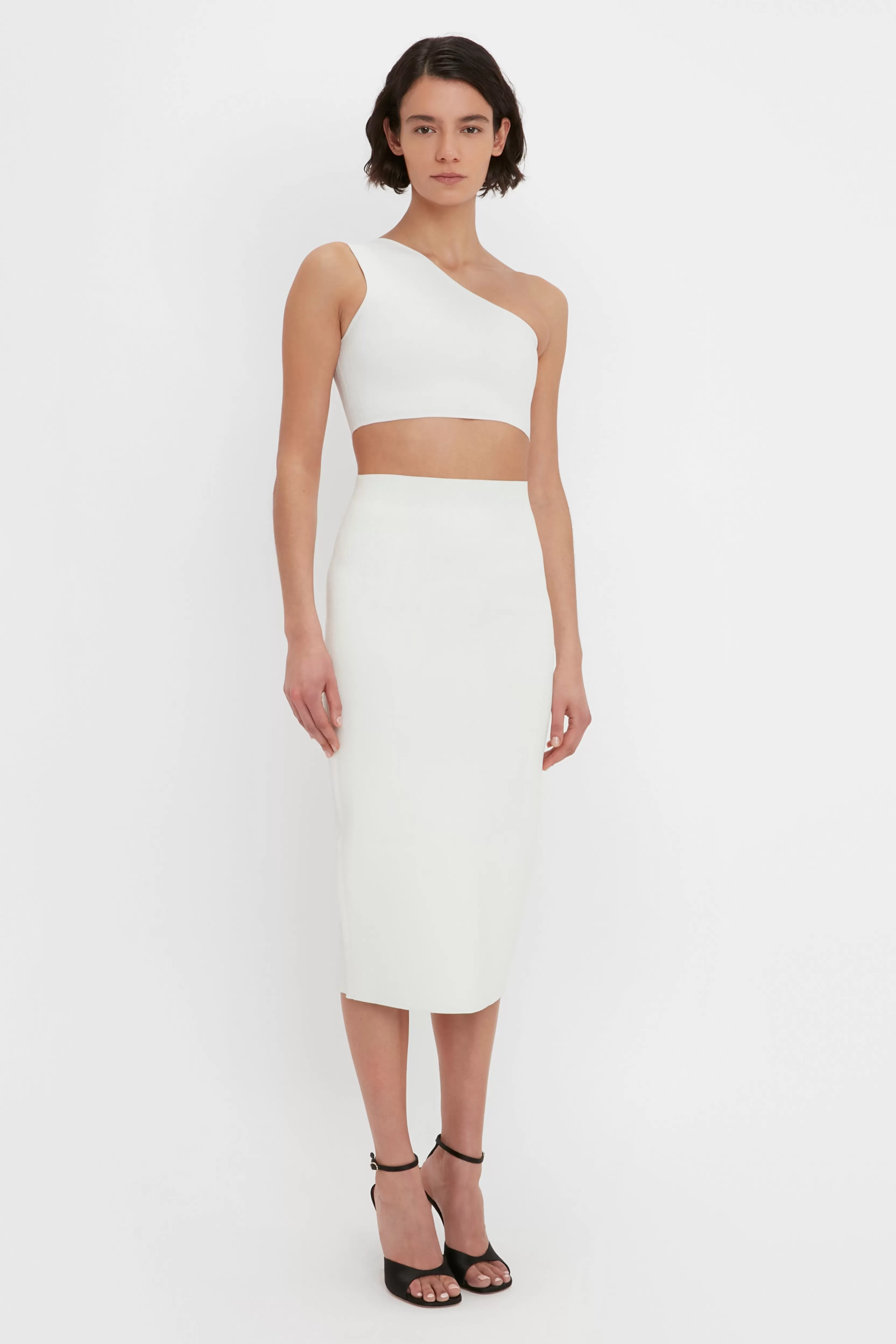 READY TO WEAR Victoria Beckham VB Body | Skirts | VB Body Fitted Midi Skirt In White