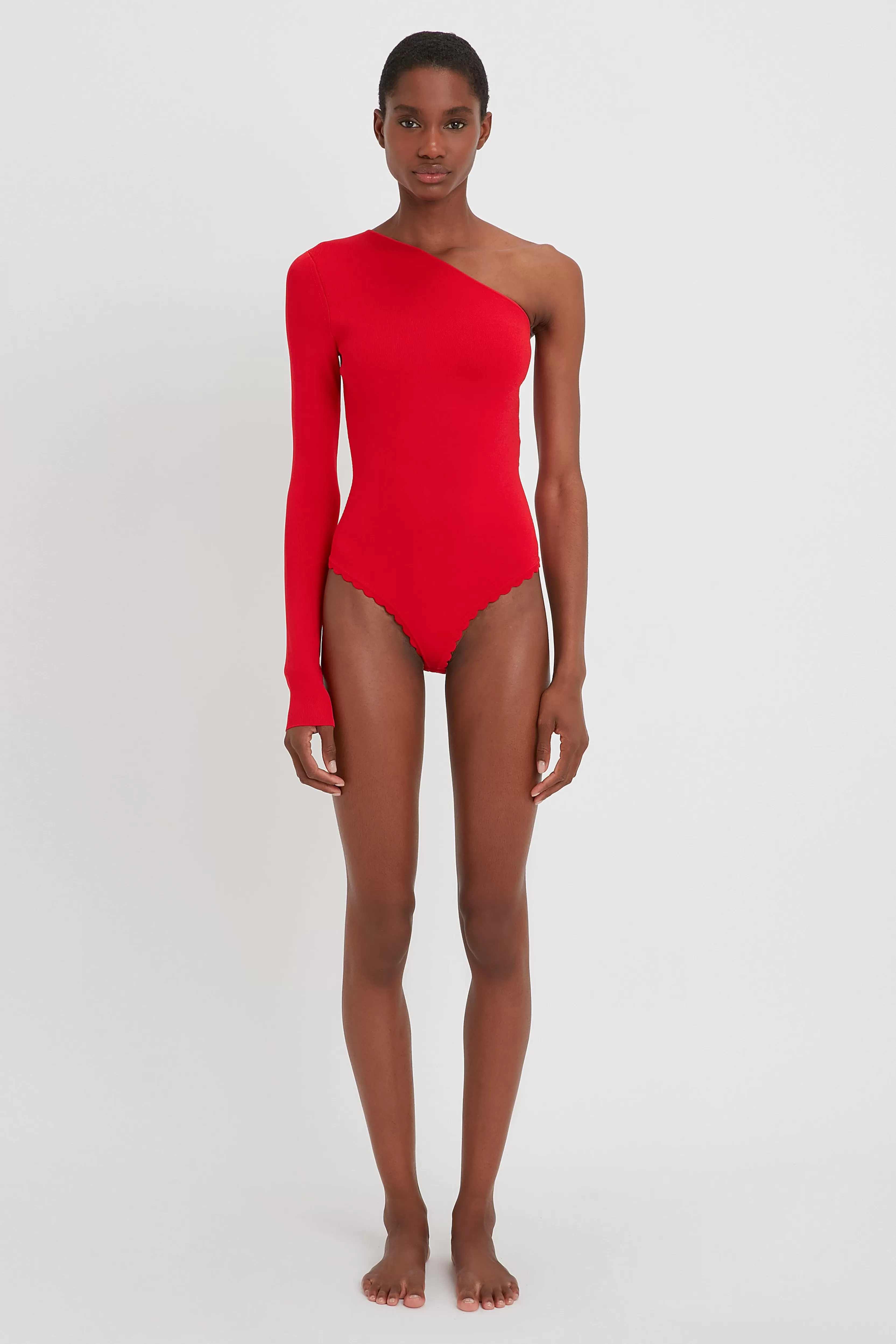 READY TO WEAR Victoria Beckham VB Body | Sale | VB Body One Shoulder Bodysuit in Red