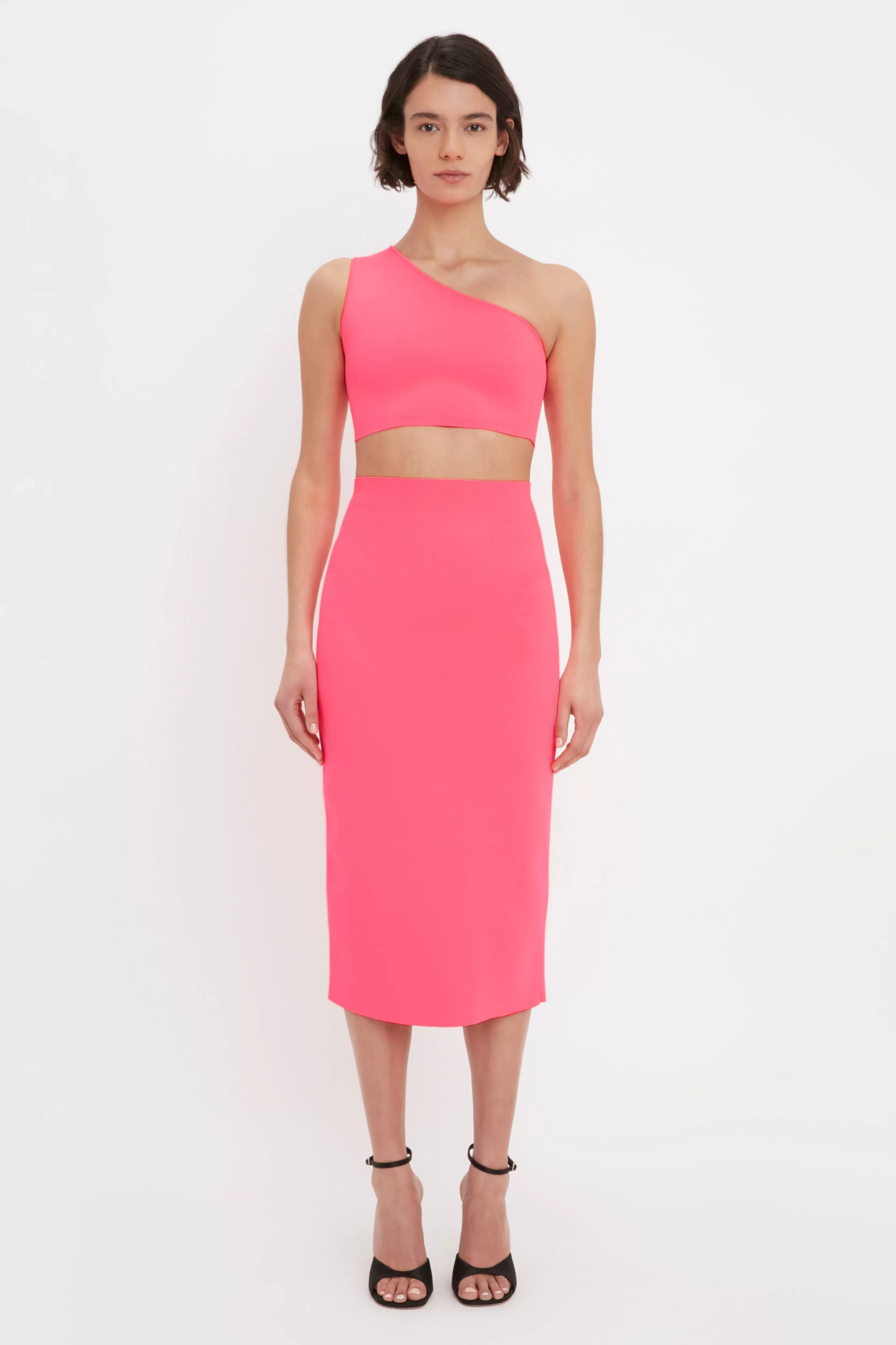 READY TO WEAR Victoria Beckham VB Body | Sale | VB Body One Shoulder Crop Top In Pink