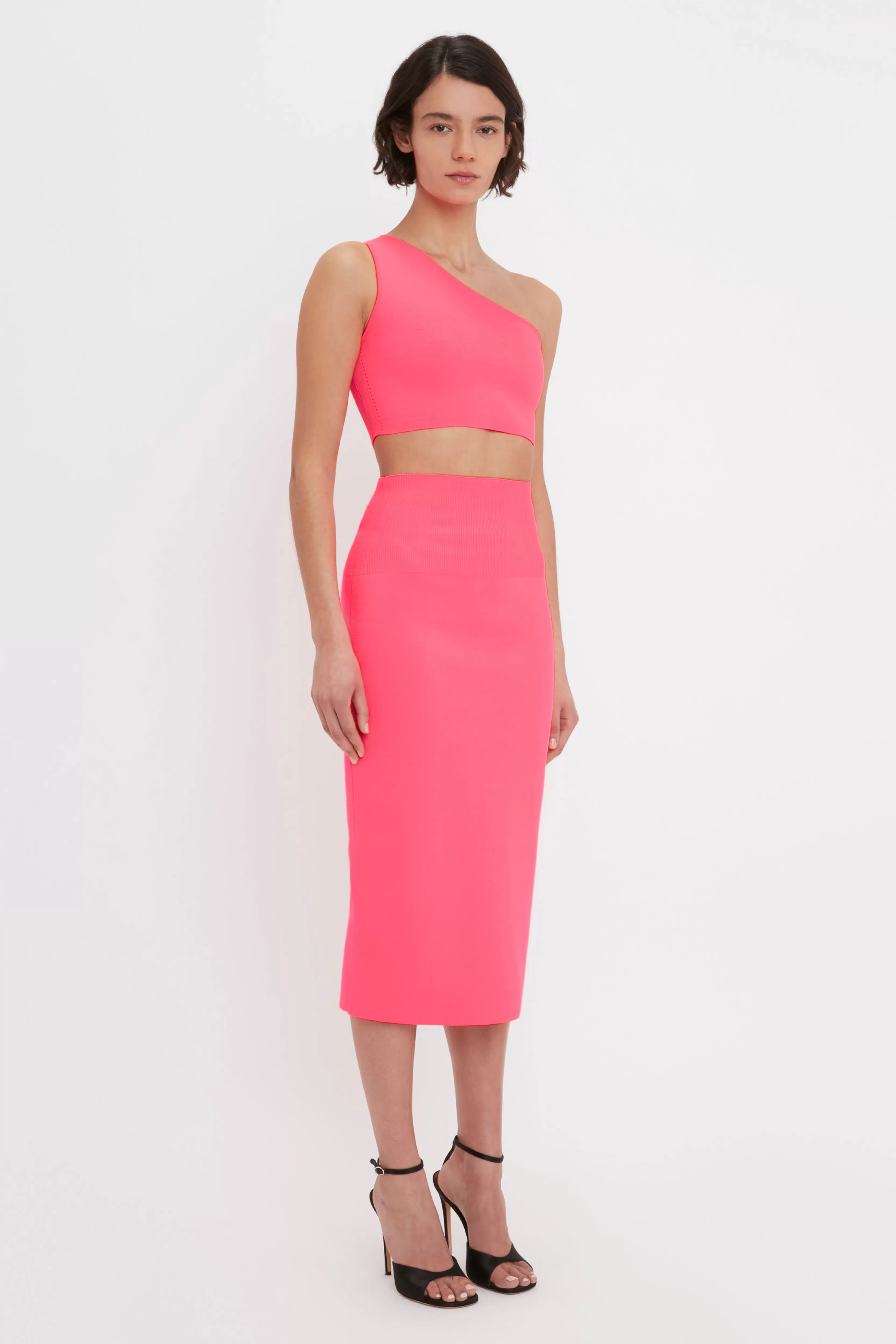 READY TO WEAR Victoria Beckham VB Body | Sale | VB Body One Shoulder Crop Top In Pink