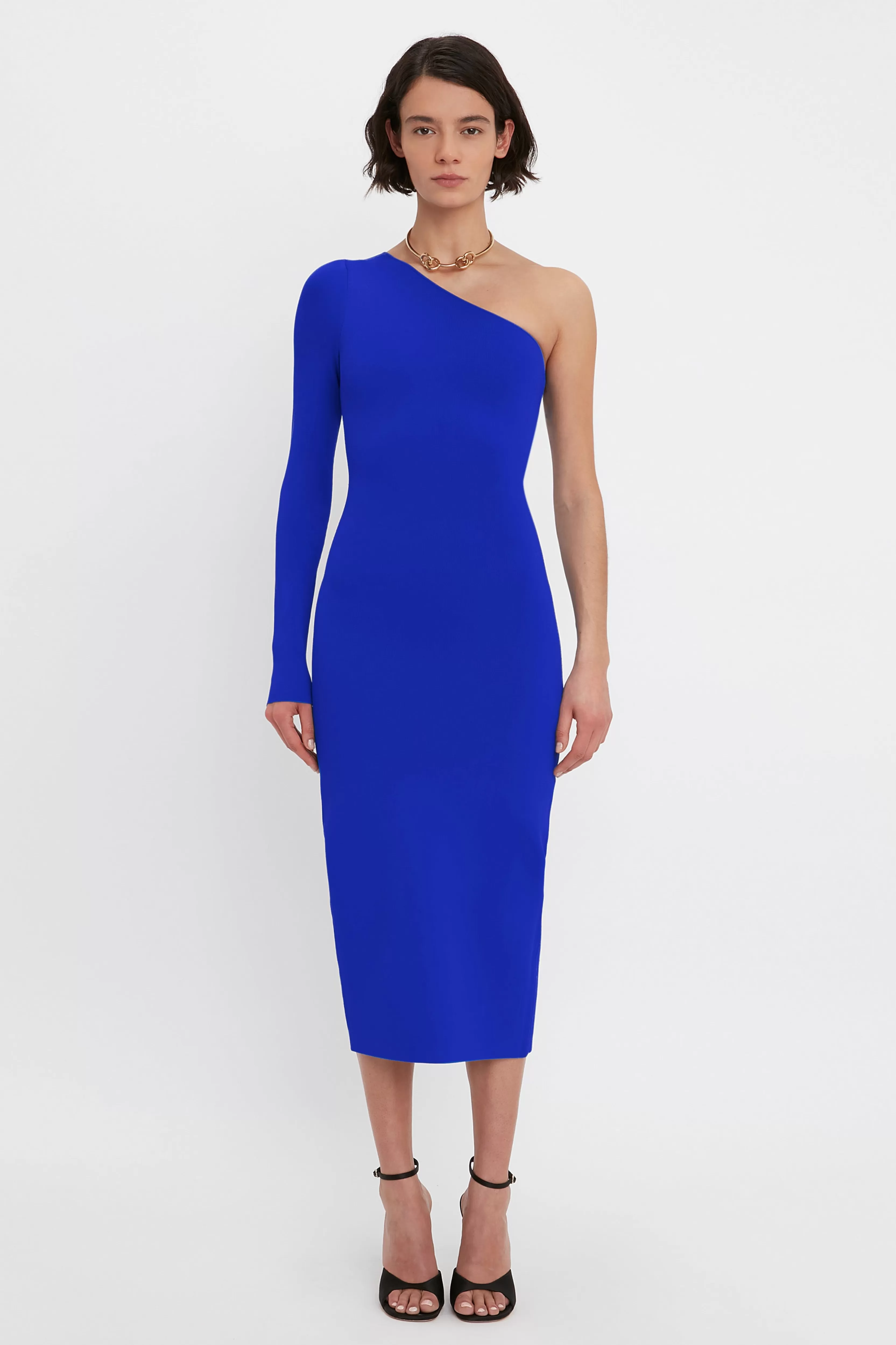 READY TO WEAR Victoria Beckham VB Body | Sale | VB Body One Shoulder Midi Dress In Cobalt