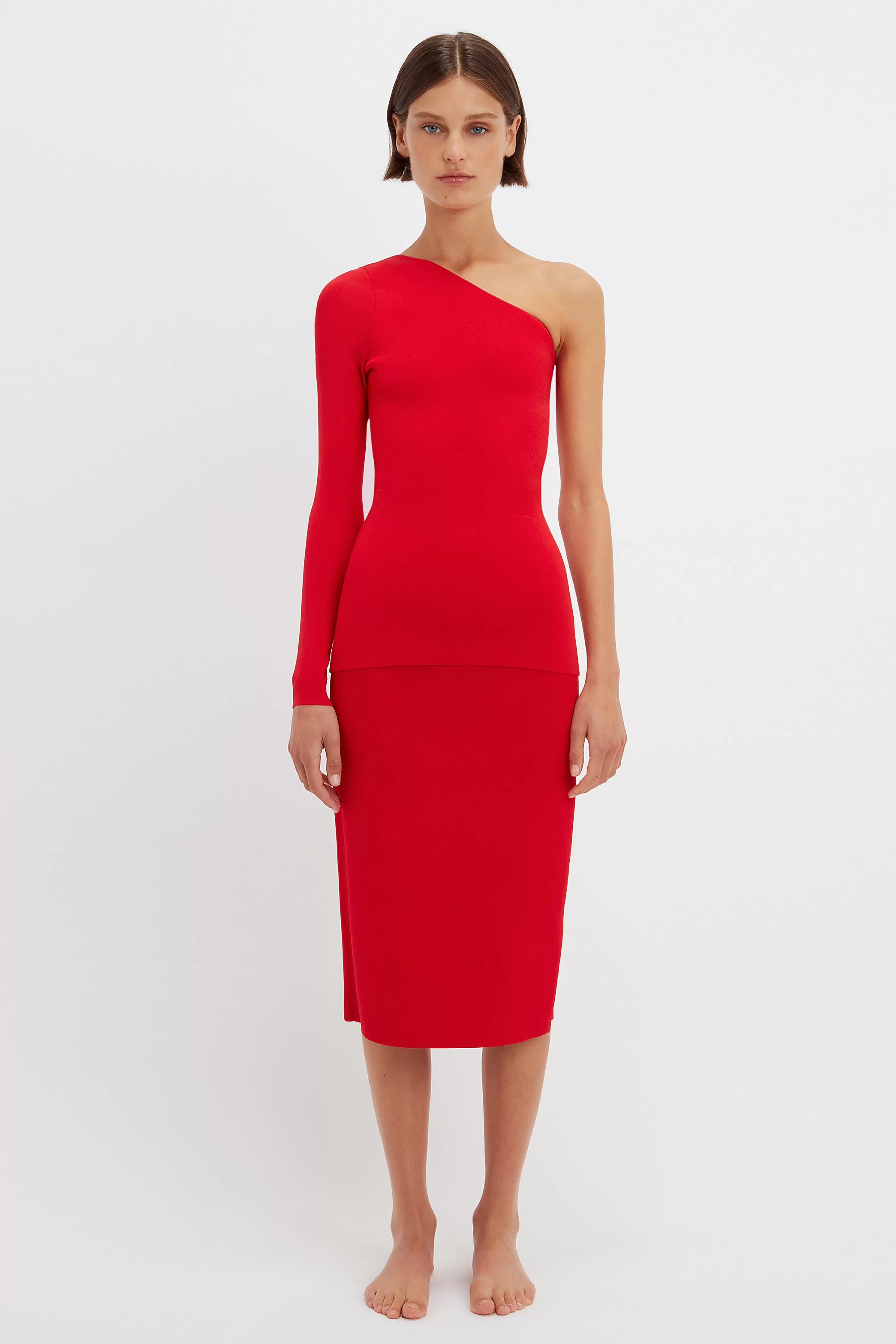 READY TO WEAR Victoria Beckham VB Body | Sale | VB Body One Shoulder Top in Red