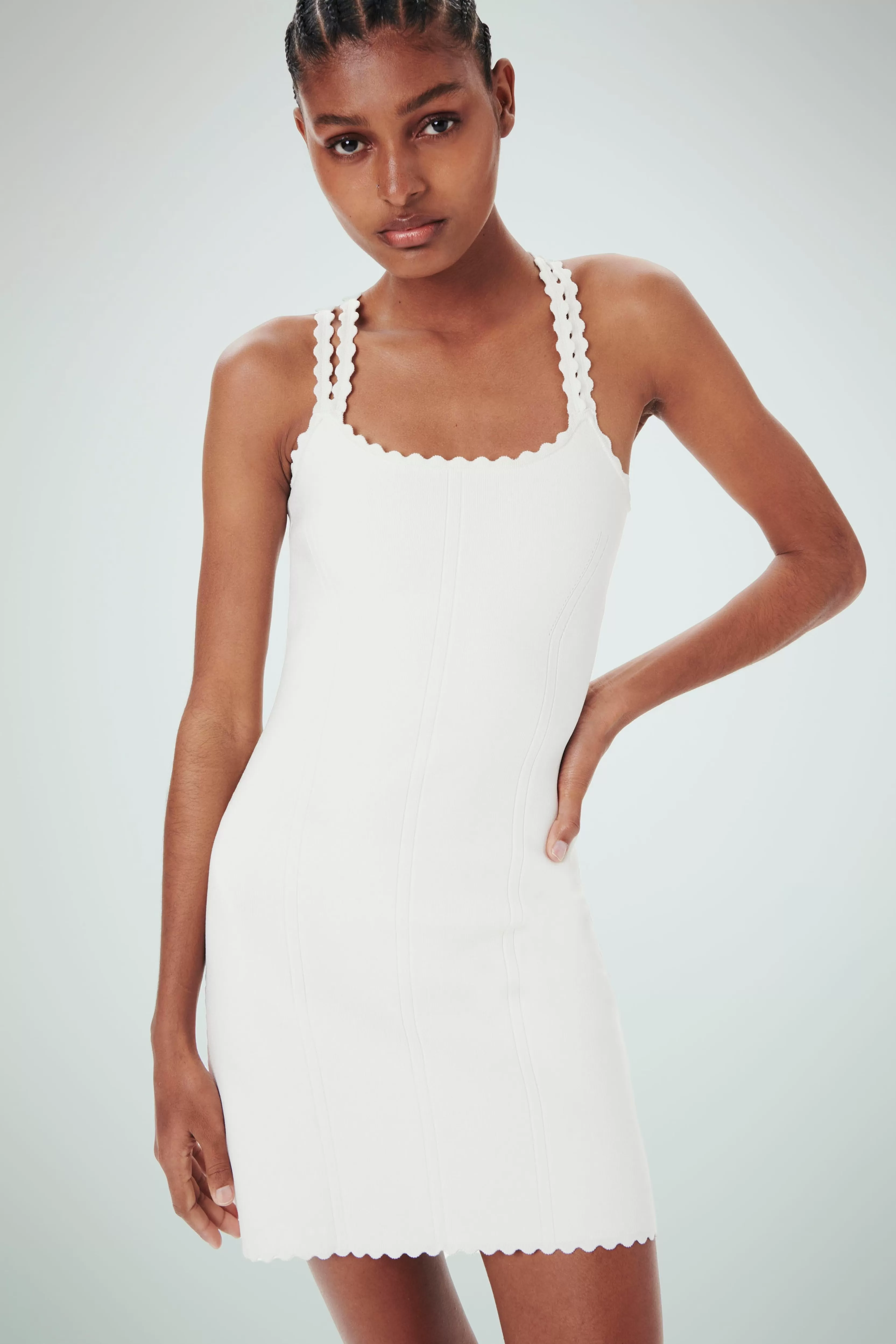 READY TO WEAR Victoria Beckham Sale | VB Body | VB Body Scalloped Strap Mini Dress in White