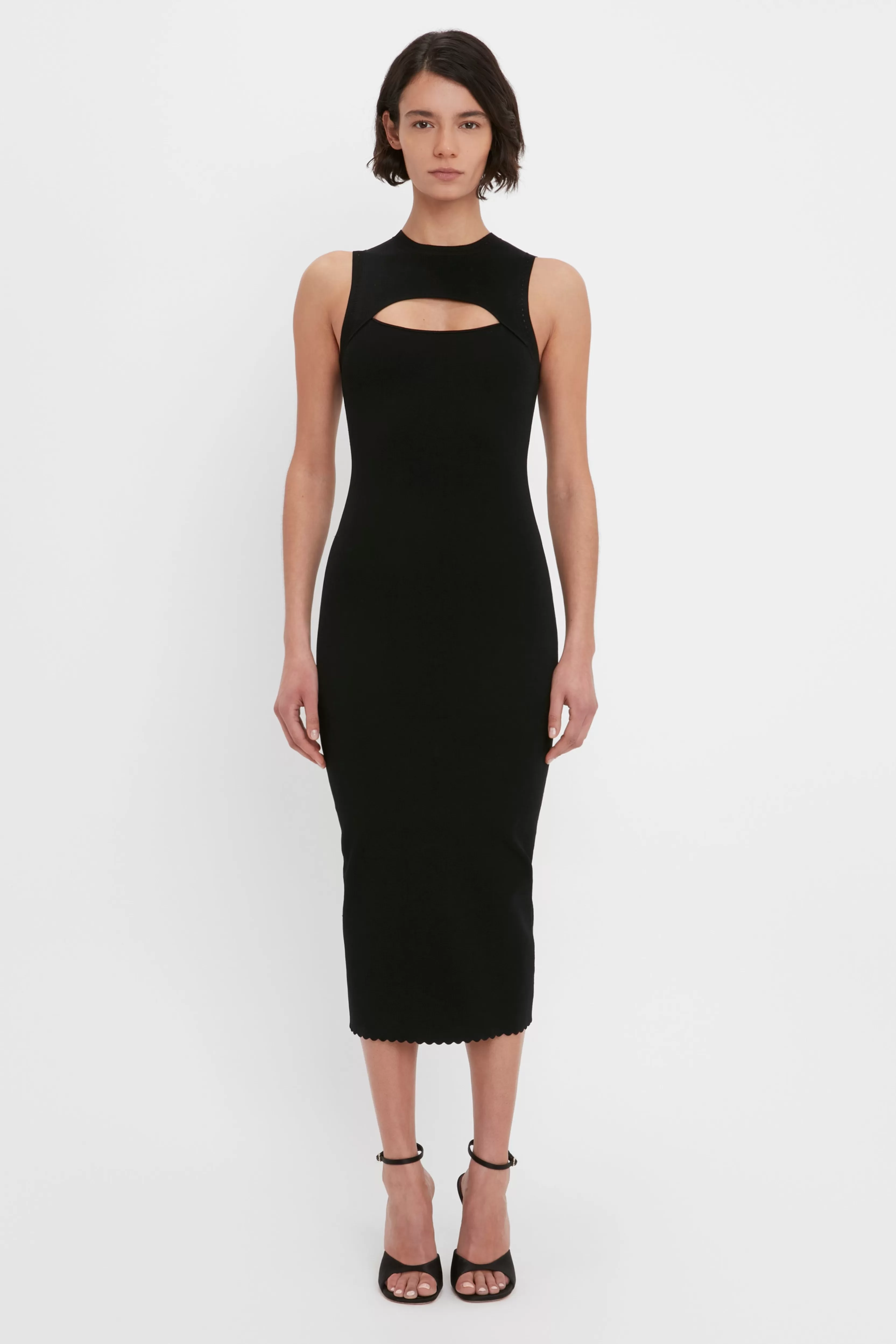 READY TO WEAR Victoria Beckham VB Body | Sale | VB Body Slash Front Midi Dress In Black