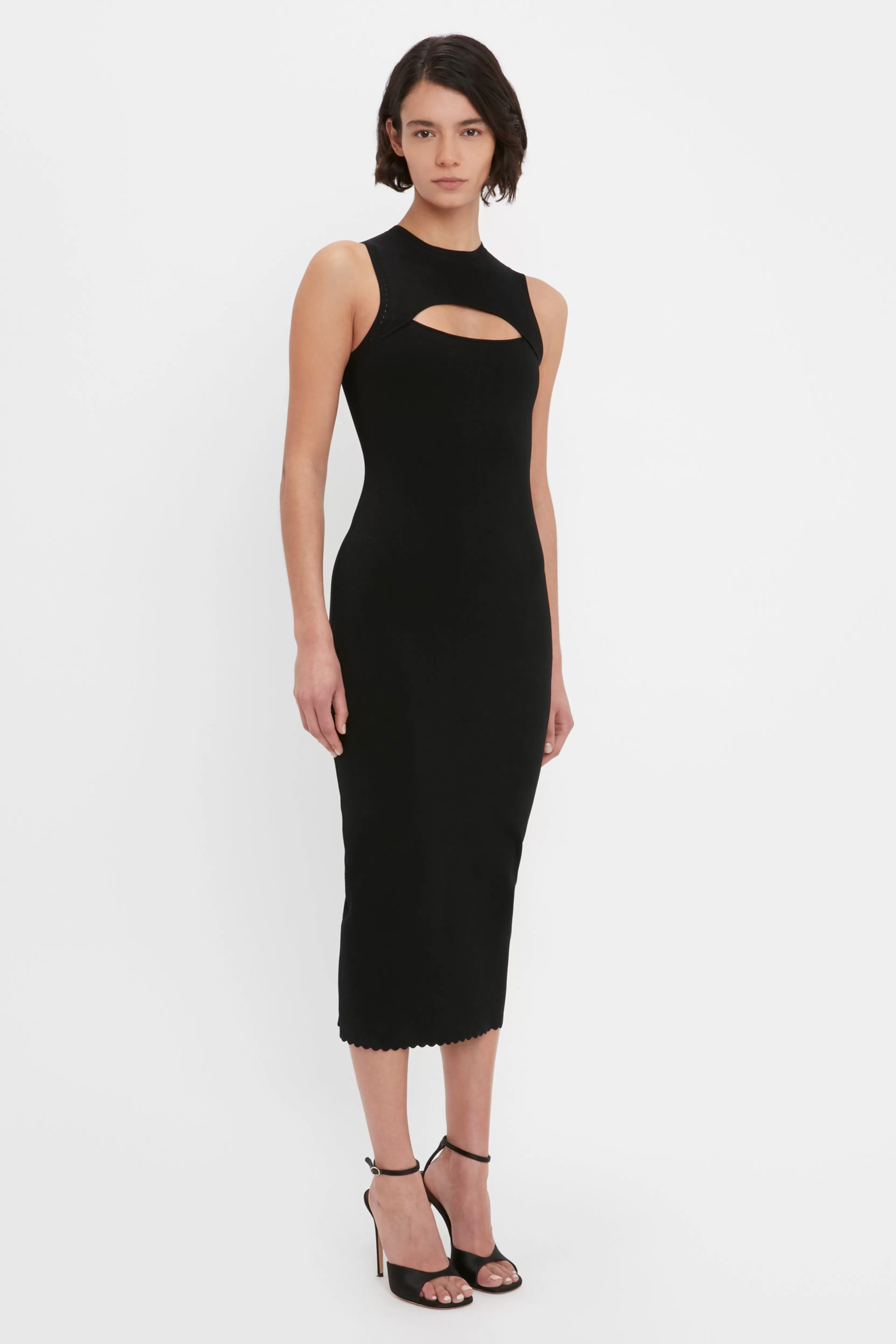 READY TO WEAR Victoria Beckham VB Body | Sale | VB Body Slash Front Midi Dress In Black