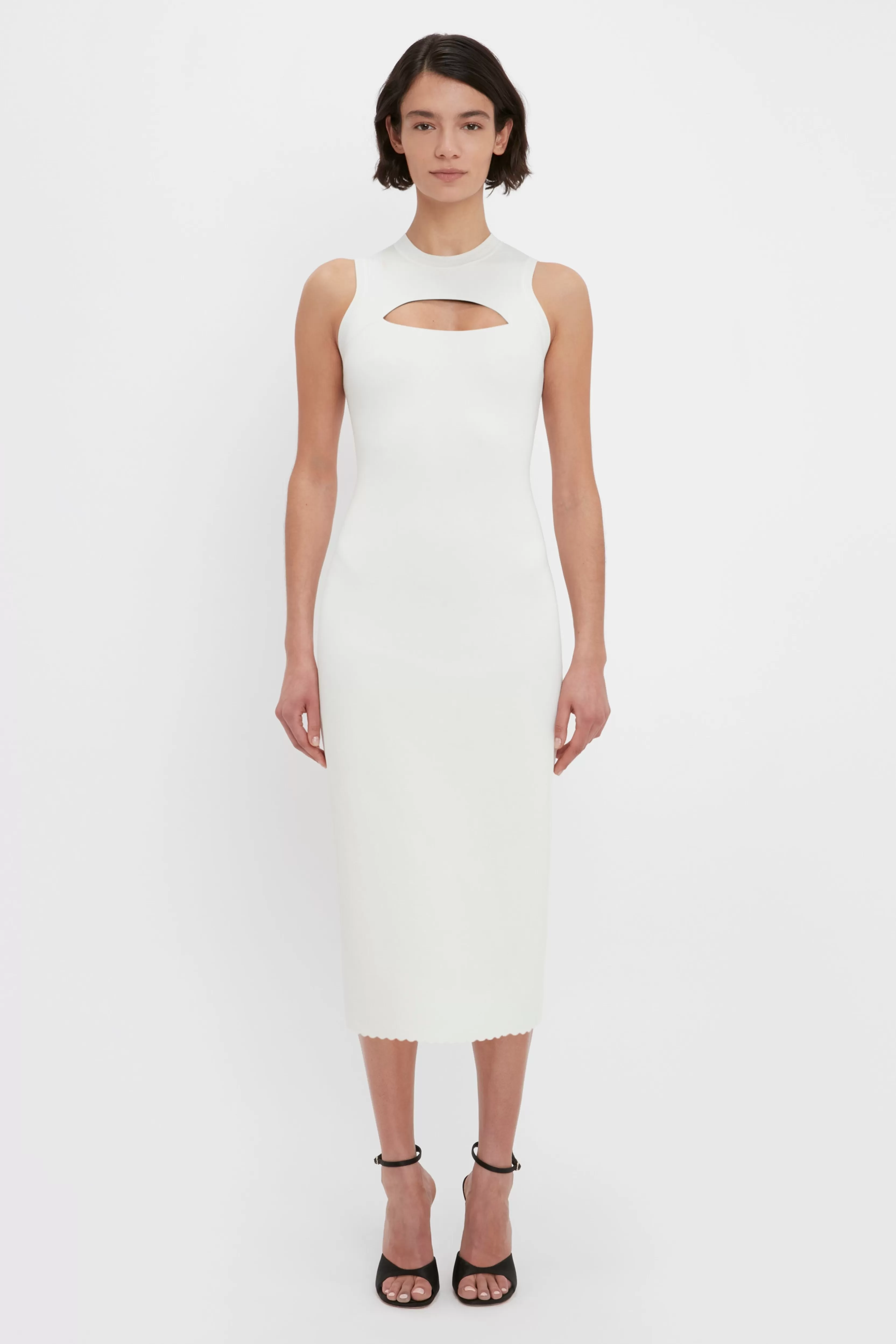 READY TO WEAR Victoria Beckham VB Body | Sale | VB Body Slash Front Midi Dress In White