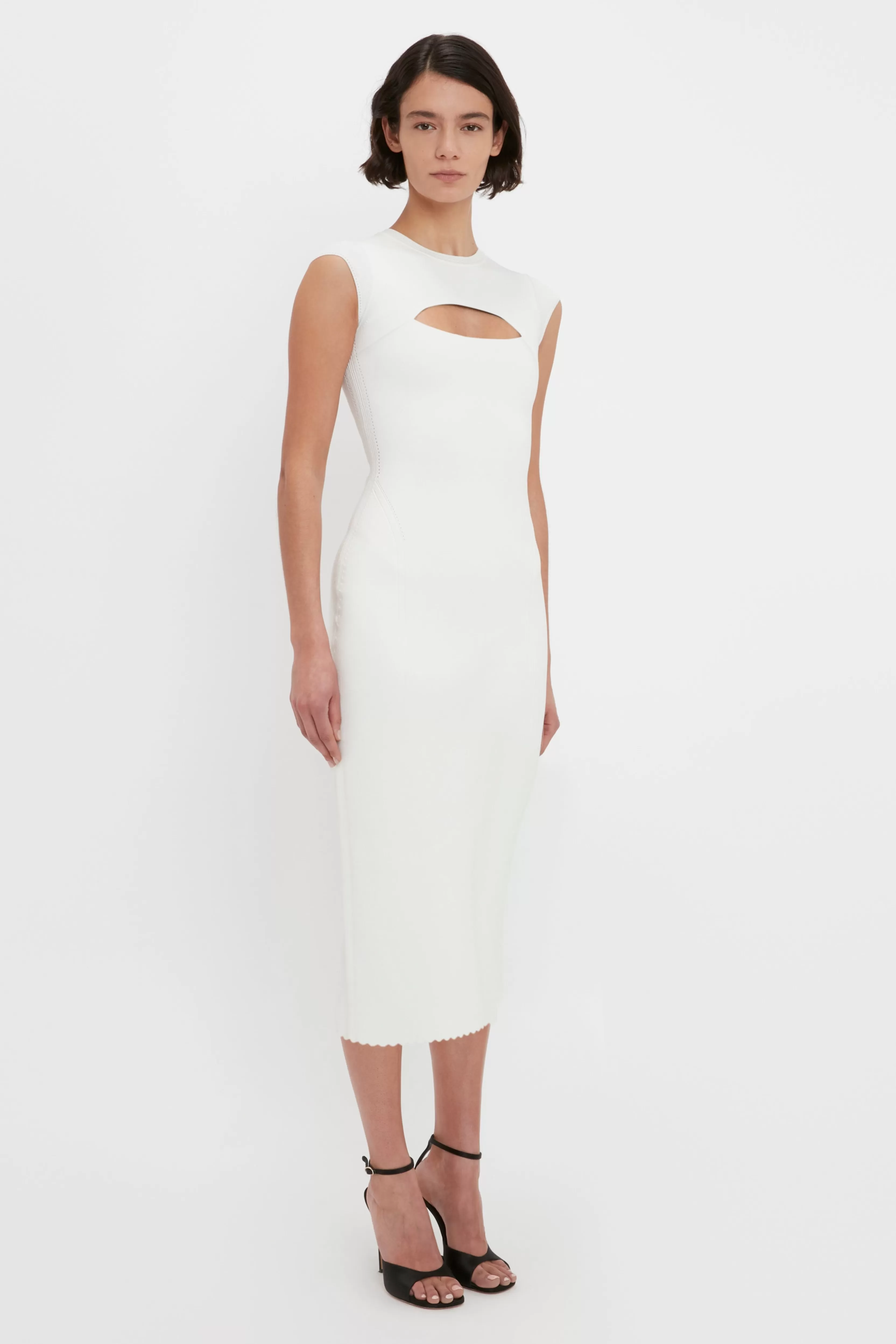 READY TO WEAR Victoria Beckham VB Body | Sale | VB Body Slash Front Midi Dress In White