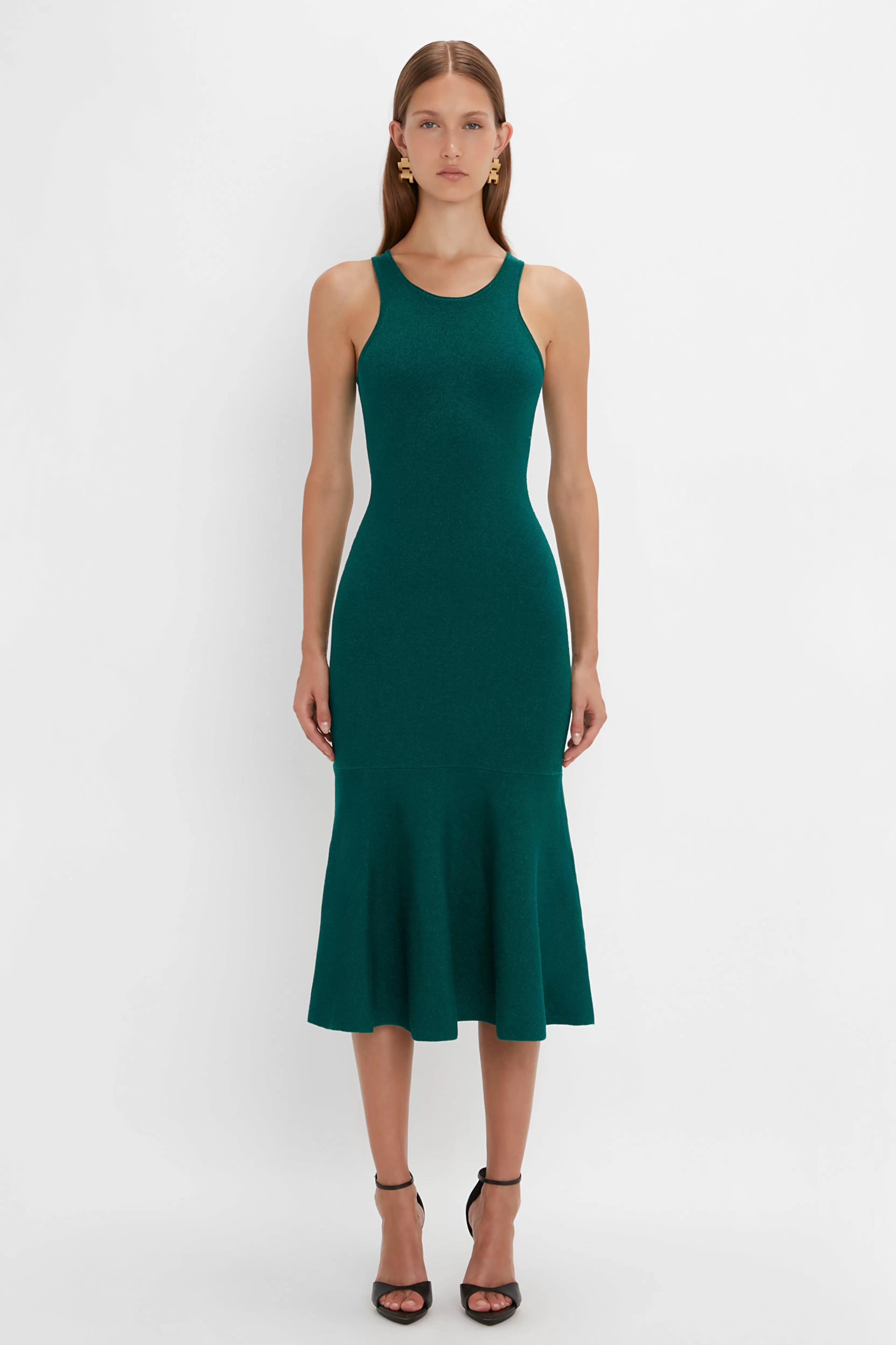 READY TO WEAR Victoria Beckham VB Body | Pre Spring Summer 2024 | Dresses | VB Body Sleeveless Dress In Lurex Green