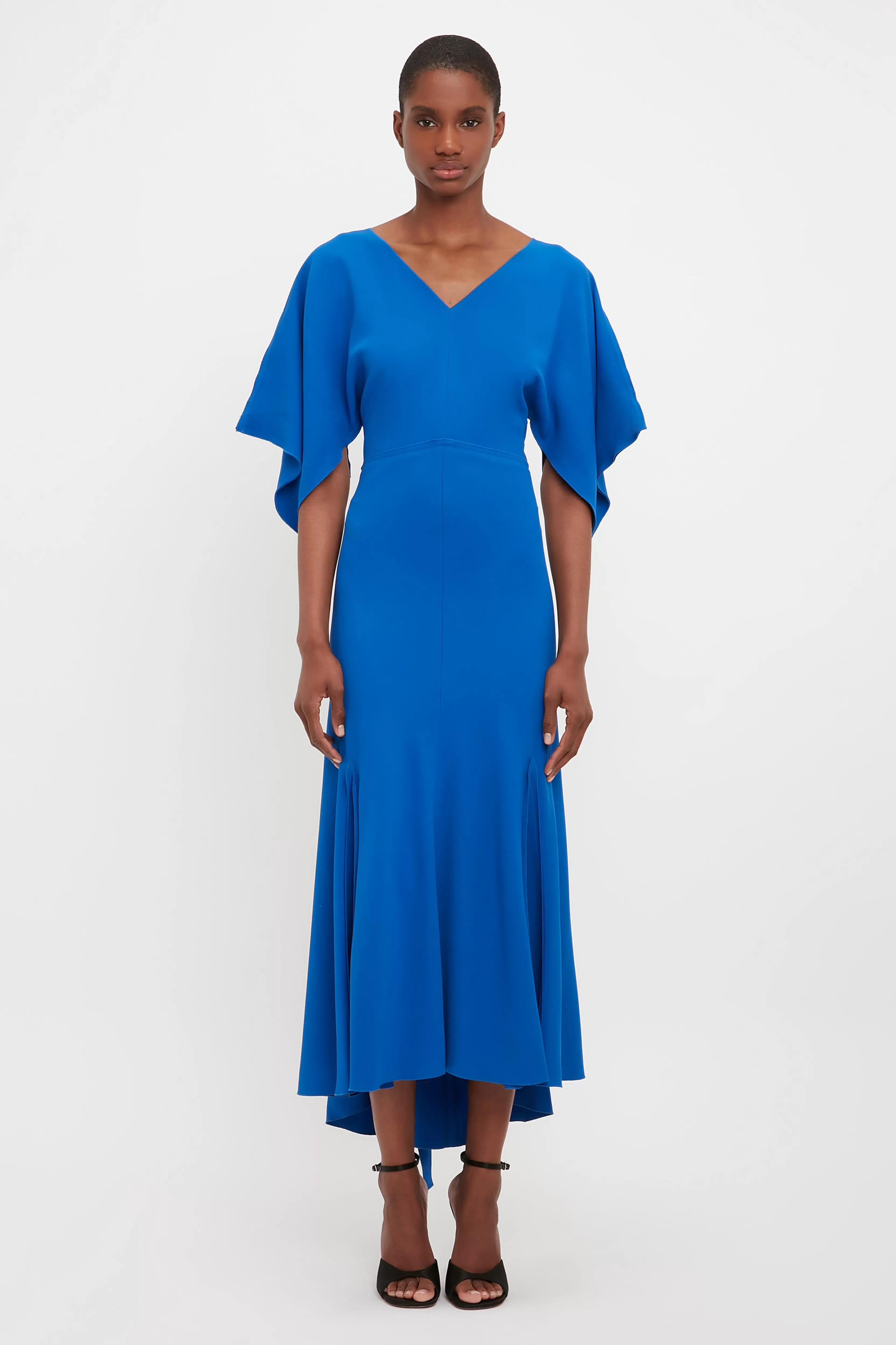 READY TO WEAR Victoria Beckham Sale | V-Neck Bias Godet Dress In Bright Blue