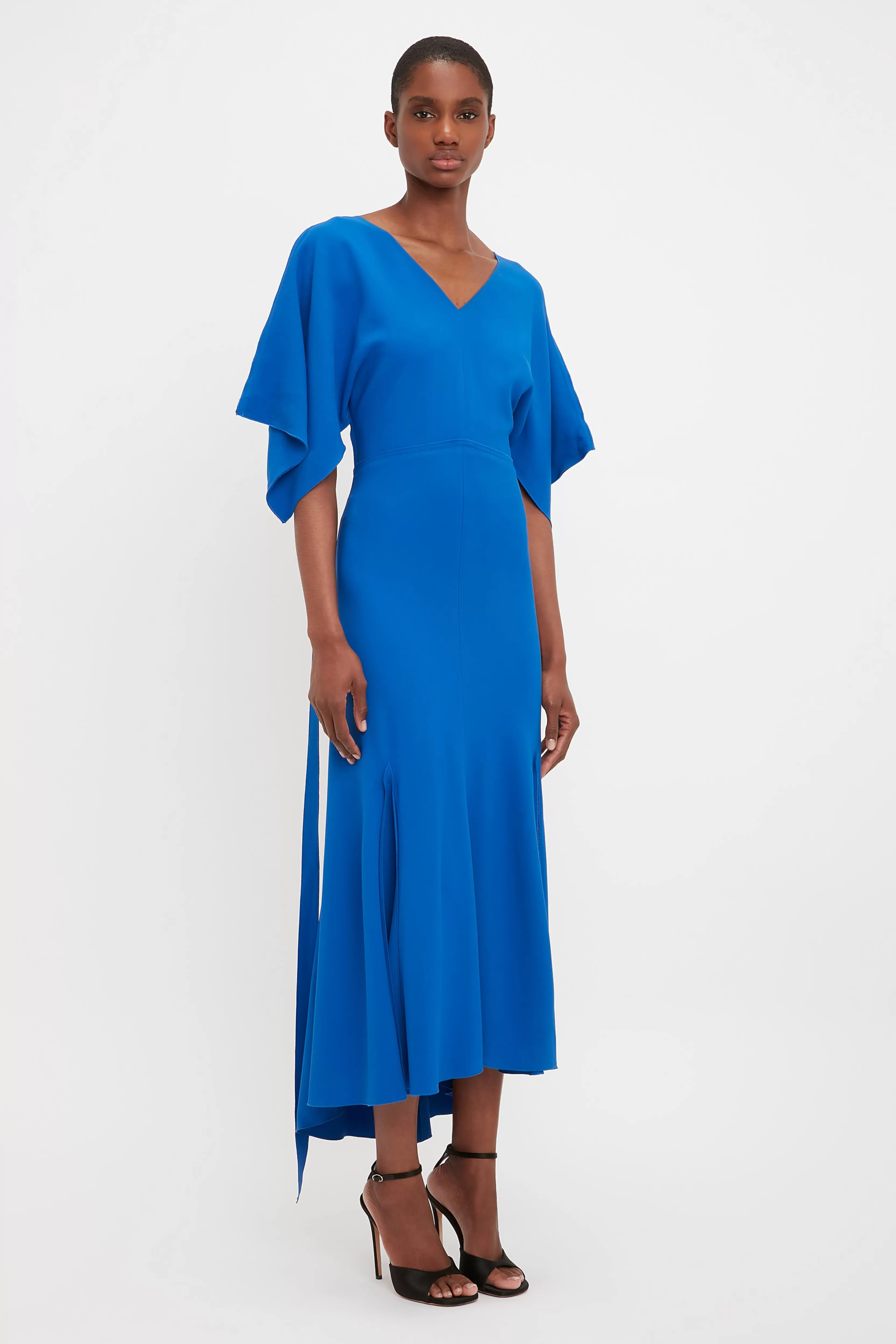 READY TO WEAR Victoria Beckham Sale | V-Neck Bias Godet Dress In Bright Blue