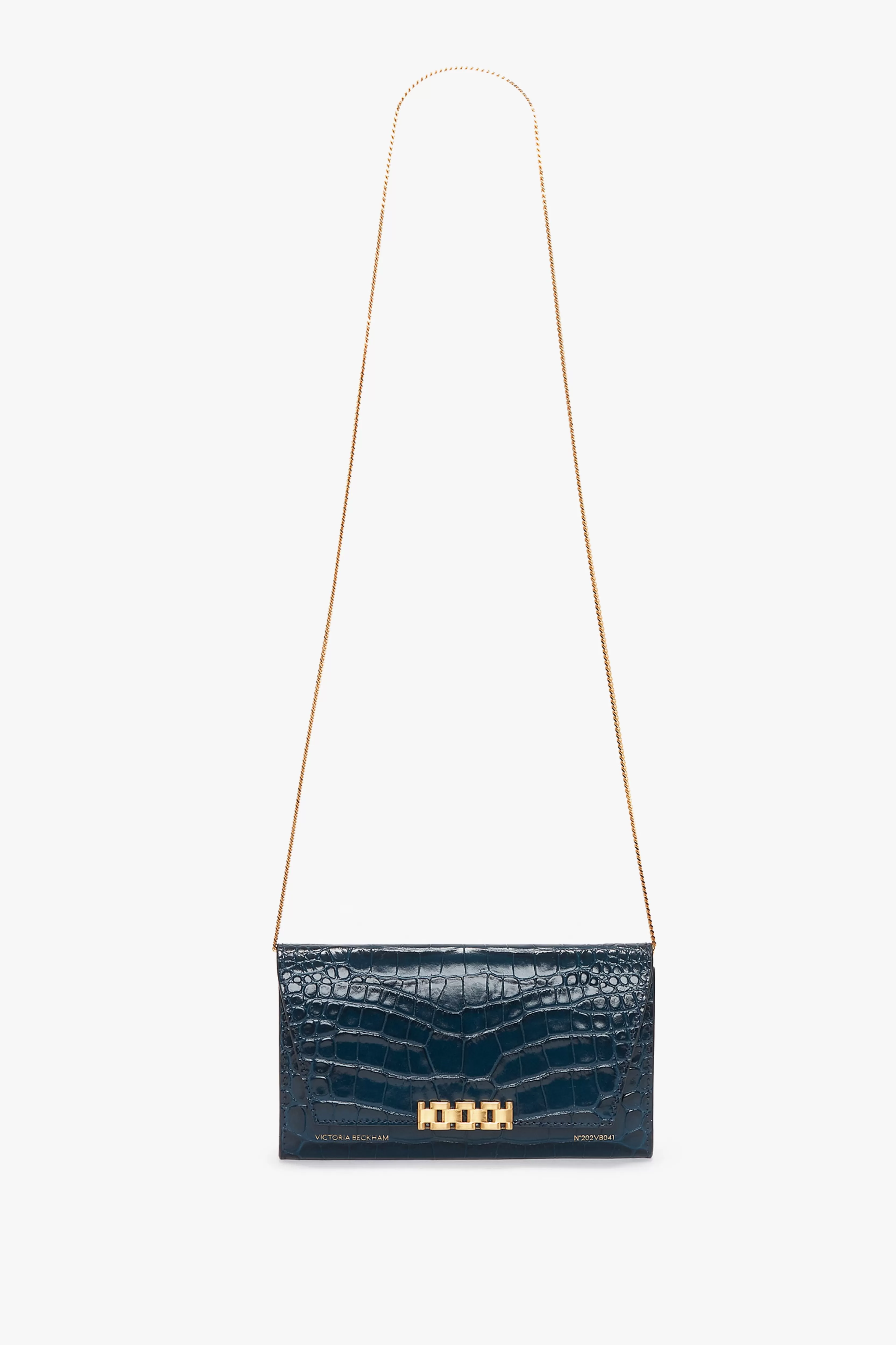 ACCESSORIES | BAGS | VALENTINE'S DAY Victoria Beckham Gifts | Shoulder Bags | Bags | Eveningwear | Wallet On Chain In Midnight Croc-Effect Leather Navy